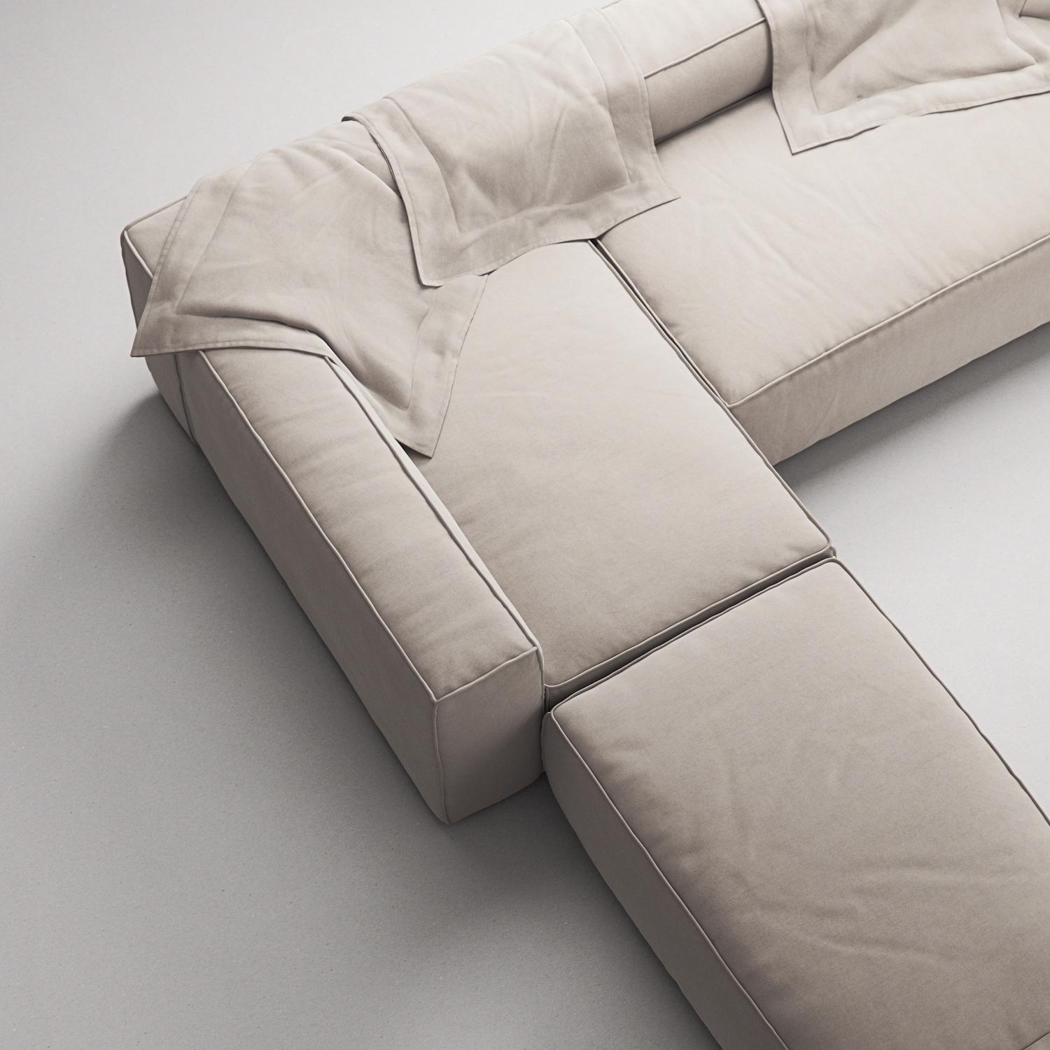 Decotique Grand 4-Personers Sofa Divan Åben Ende Med Fodskammel Venstre Sandshell/Beige