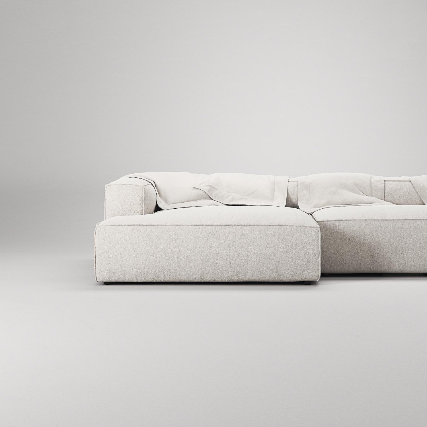 Decotique Grand 3-Personers Sofa Chaiselong Venstre Steam/Hvid