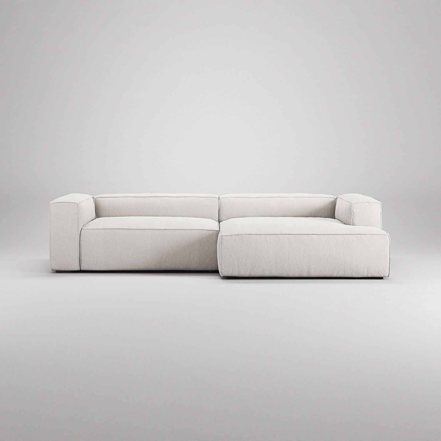 Decotique Grand 3-Personers Sofa Chaiselong Højre Steam/Hvid