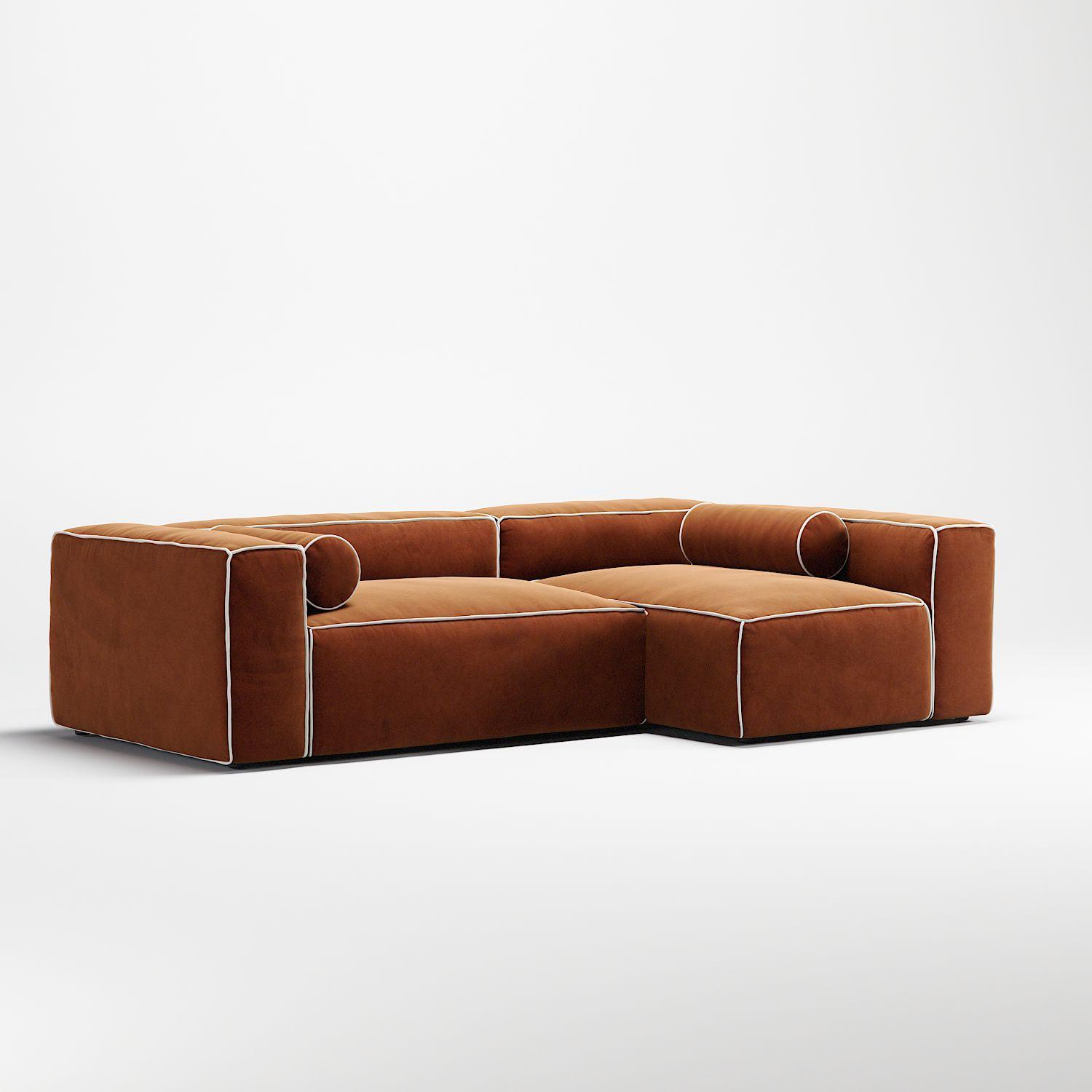Decotique Grand Hue 3-Personers Sofa Divan Højre Moonwhite/Kobber