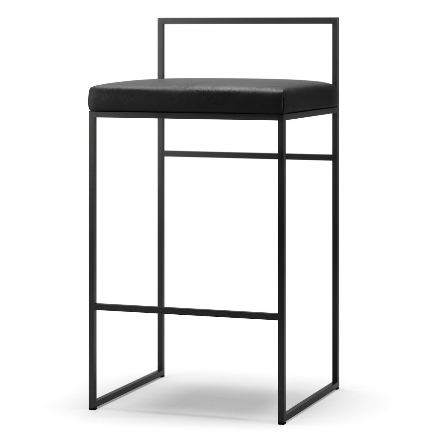 Department Barstol Med Rygstøtte 80 cm Sort/Sort Læder