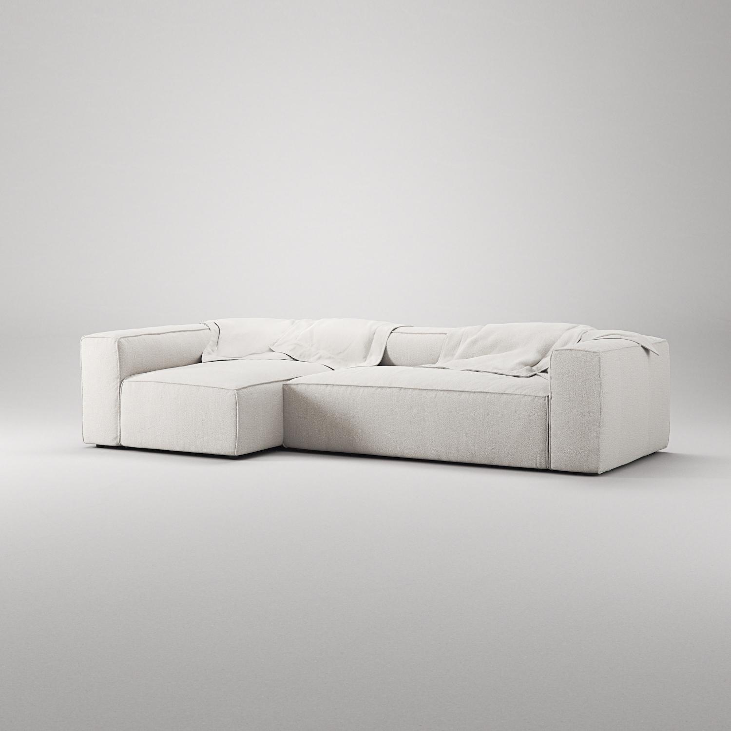 Decotique Grand 4-Personers Sofa Divan Venstre Steam/Hvid