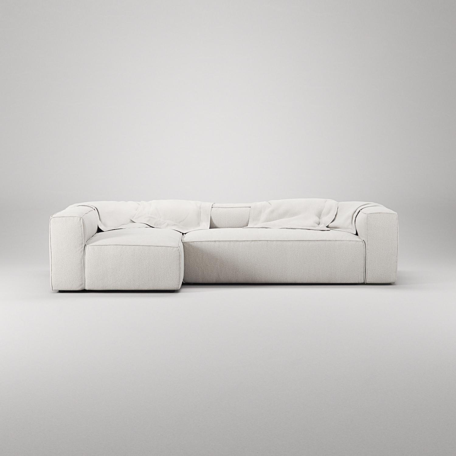 Decotique Grand 4-Personers Sofa Divan Venstre Steam/Hvid