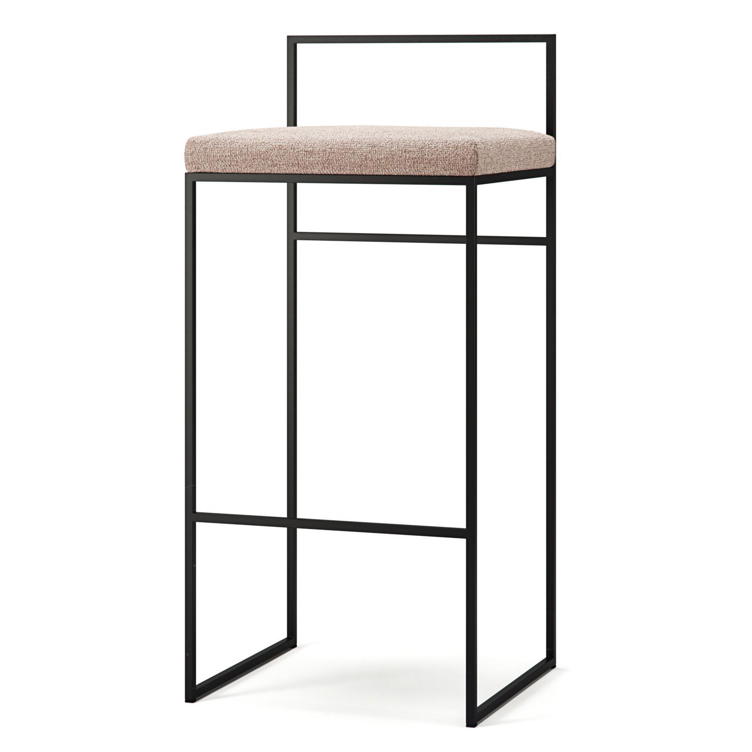 Department Barstol med Ryggstöd 90 cm Svart/ Ljusrosa
