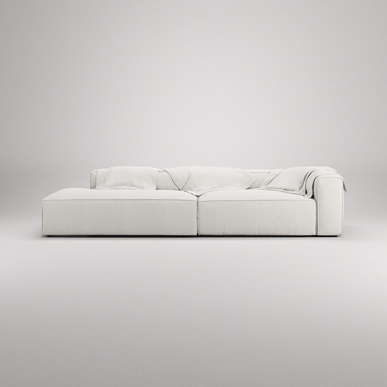 Decotique Grand 3-Personers Sofa Åben Ende Venstre Steam/Hvid