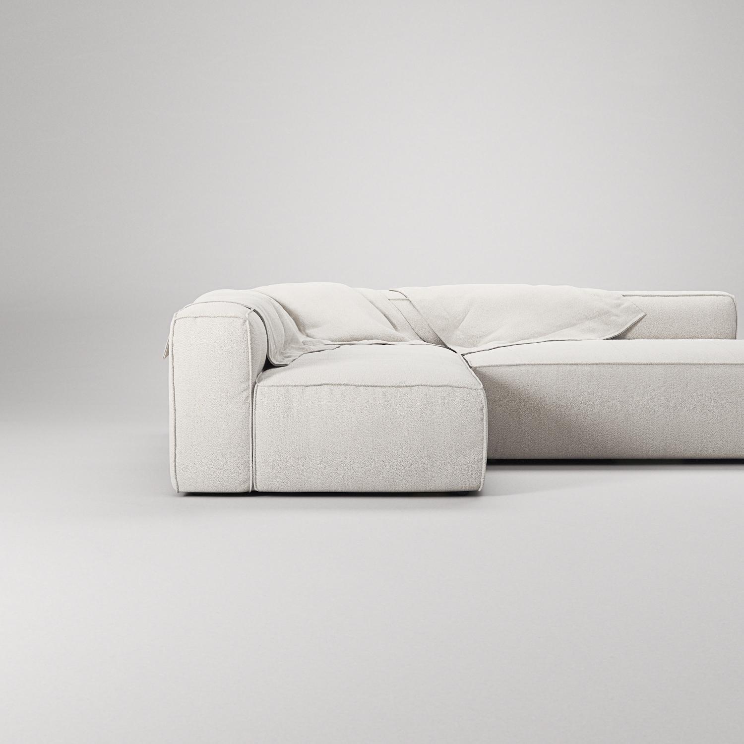 Decotique Grand 3-Personers Loungesofa Åben Ende Højre Steam/Hvid
