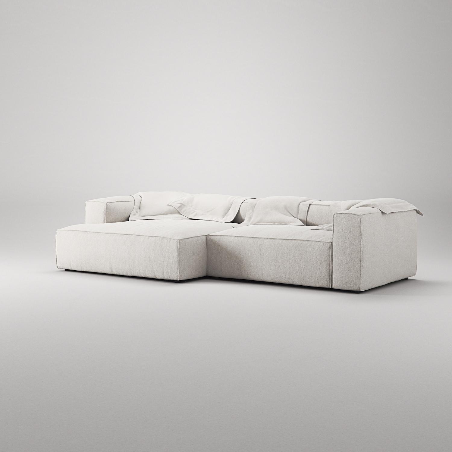 Decotique Grand 3-Personers Sofa Chaiselong Venstre Steam/Hvid