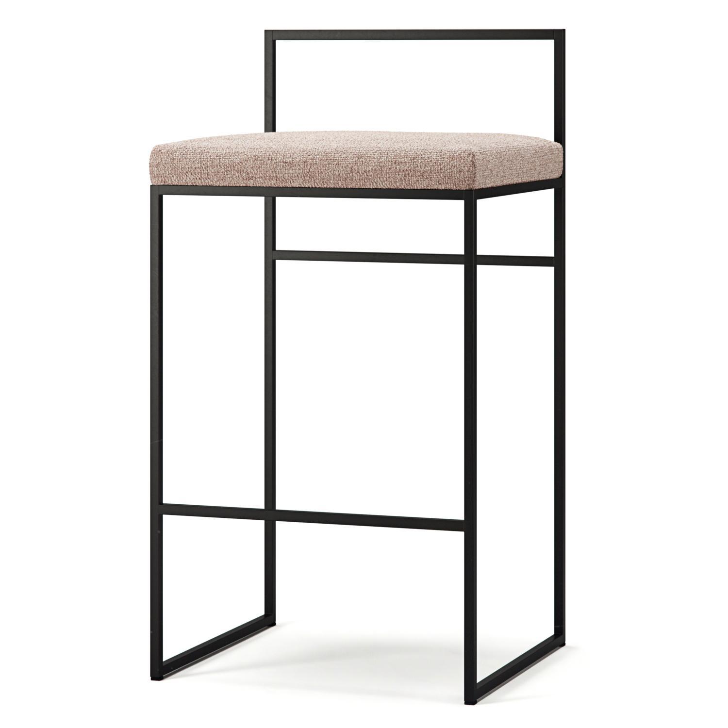 Department Barkruk met Rugleuning 80 cm Zwart/ Lichtroze