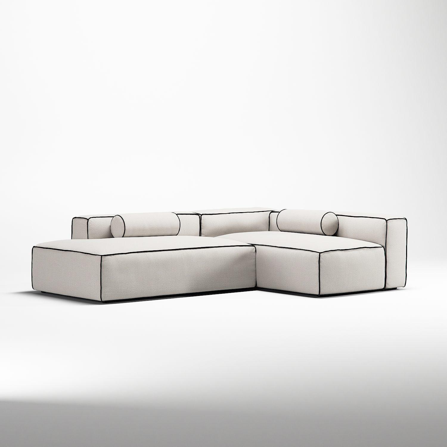 Decotique Grand Hue 3-Personers Loungesofa Åben Ende Venstre Steam/Hvid/Grafitgrå