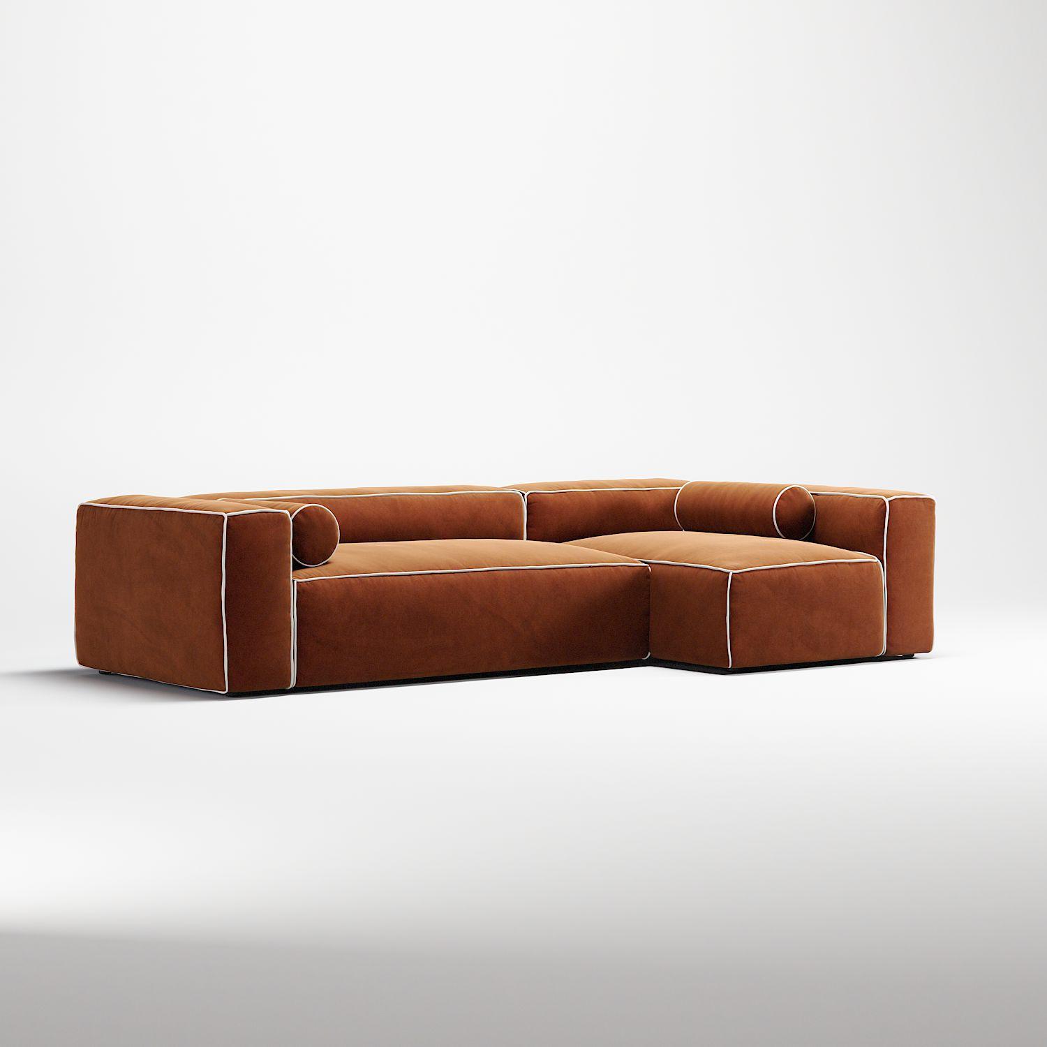 Decotique Grand Hue 4-Personers Sofa Divan Højre Moonwhite/Kobber