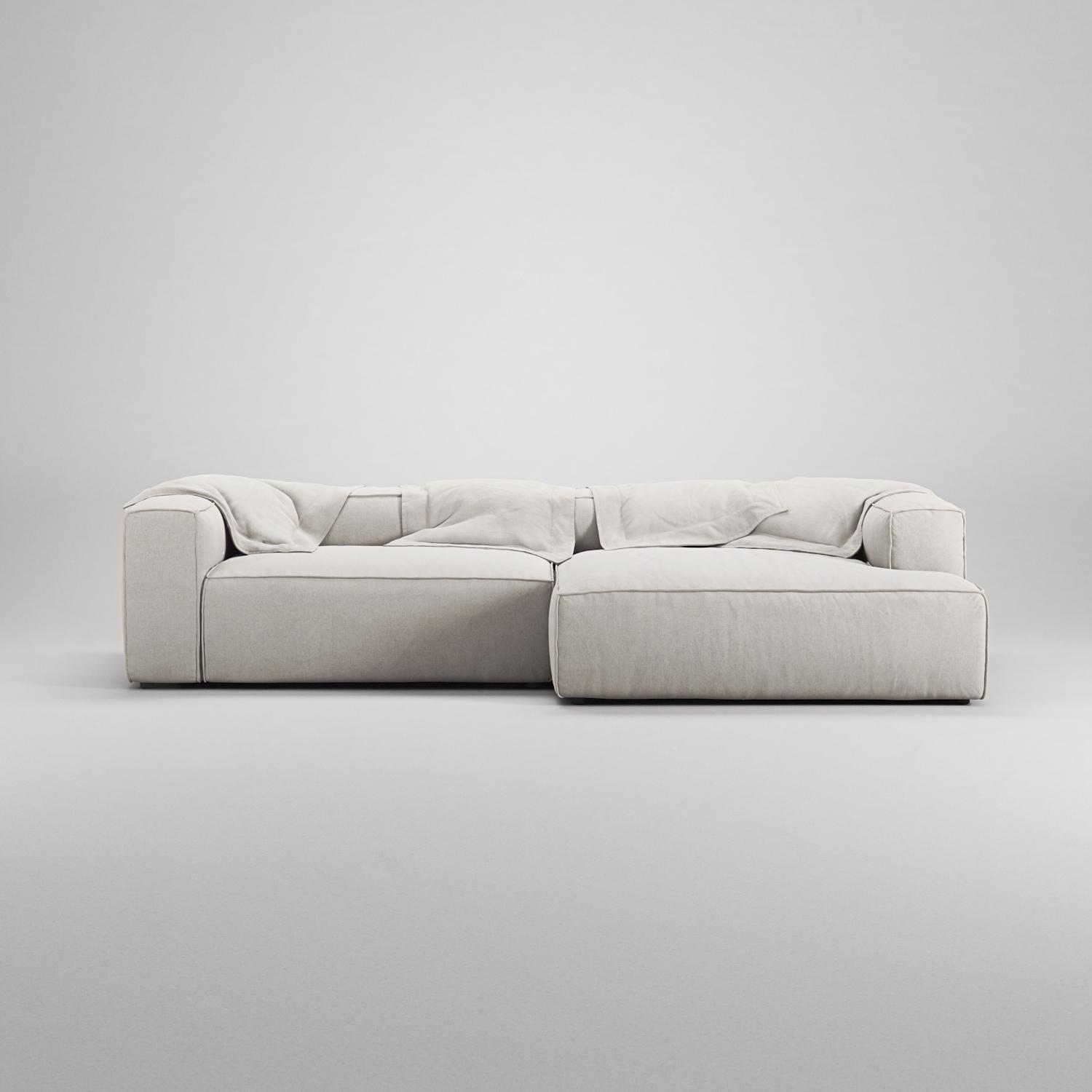 Decotique Grand 3-Personers Sofa Chaiselong Højre Moonwhite