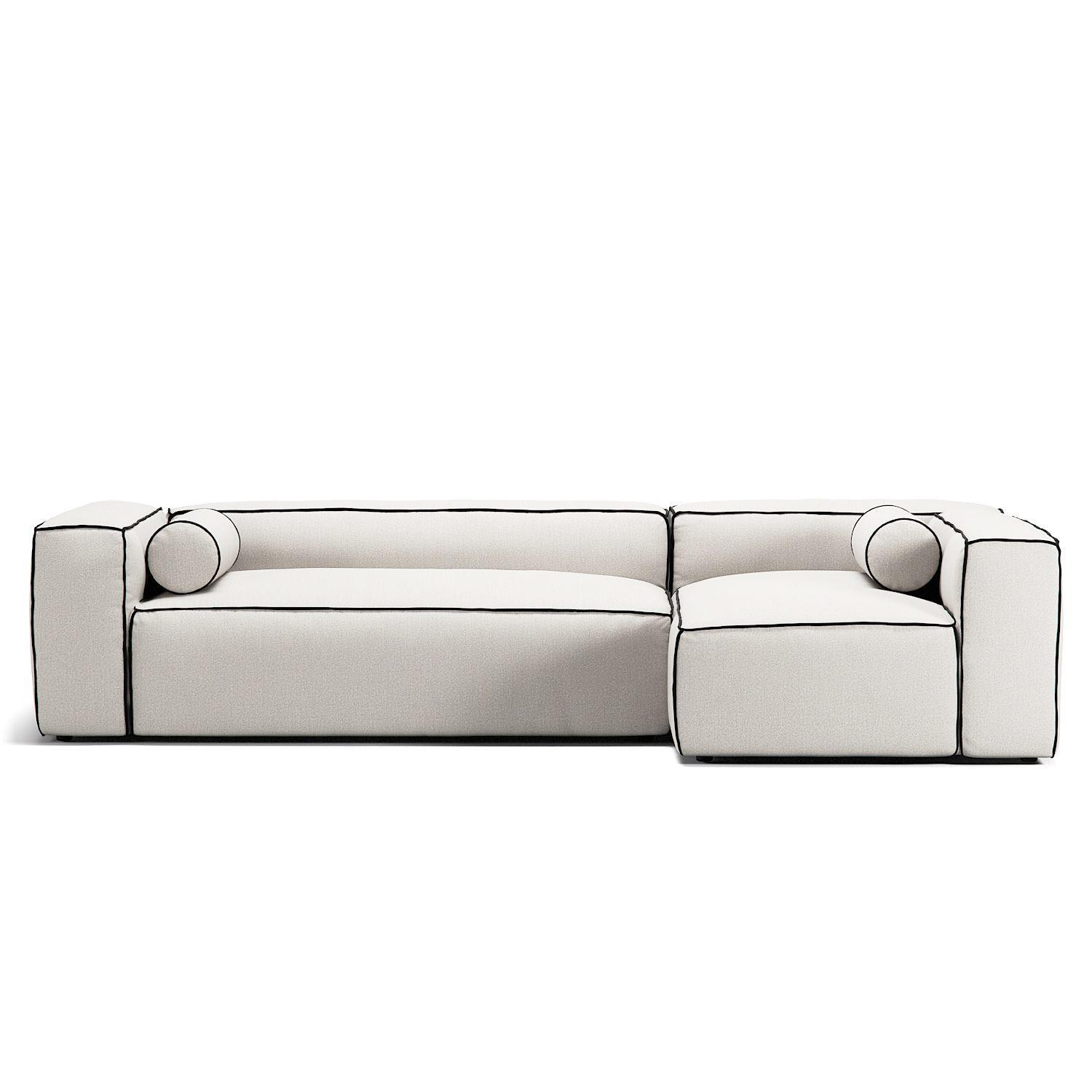 Decotique Grand Hue 4-Personers Sofa Divan Højre Steam/Hvid/Grafitgrå