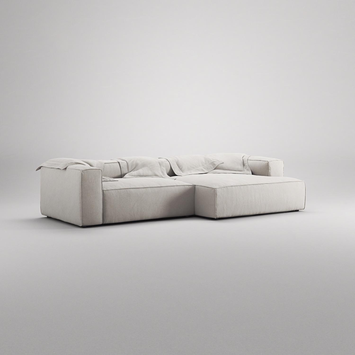 Decotique Grand 3-Personers Sofa Chaiselong Højre Moonwhite
