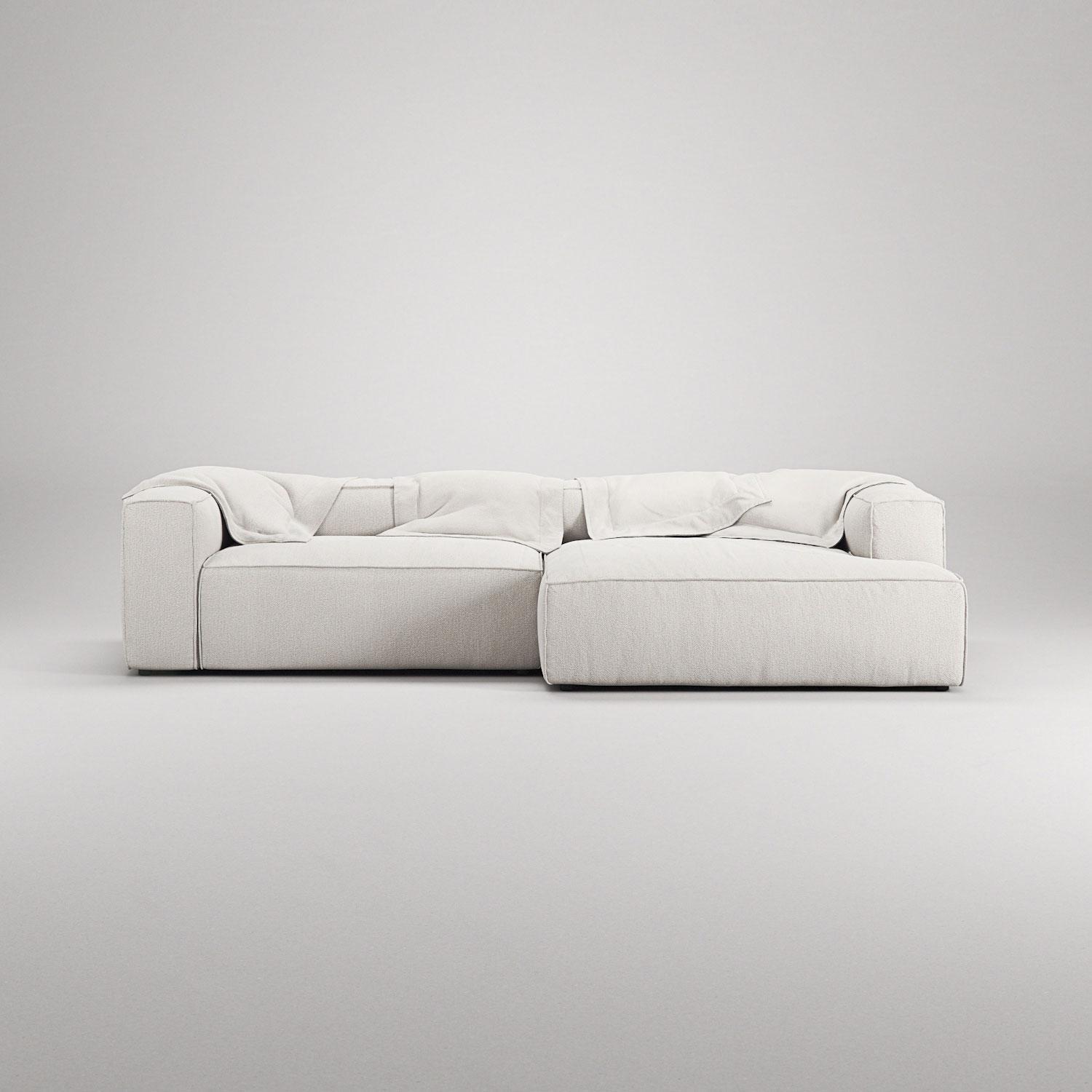 Decotique Grand 3-Personers Sofa Chaiselong Højre Steam/Hvid