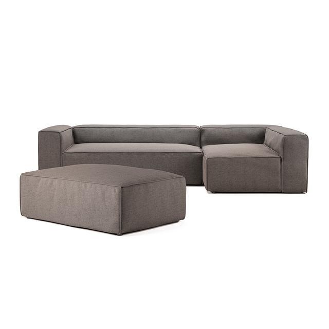 Decotique Grand 4-seters divansofa med åpen ende og fotskammel høyre, damp/ Hvit