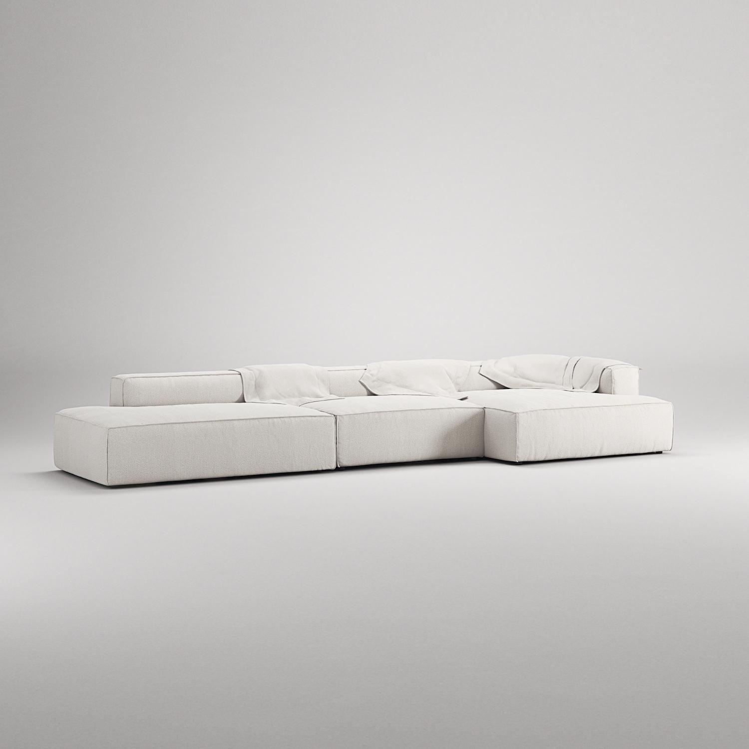 Decotique Grand 5-Personers Sofa Åben Ende Venstre Steam/Hvid