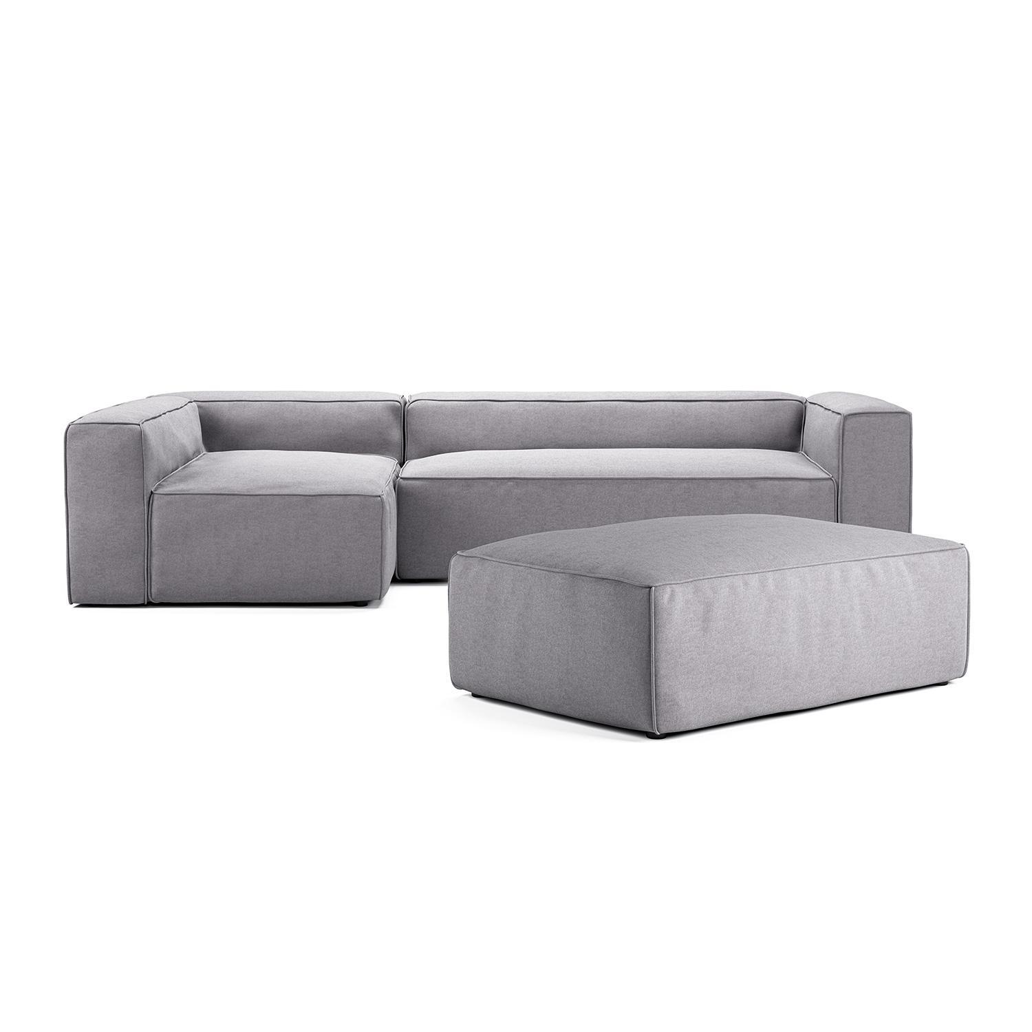 Decotique Grand 4-Personers Sofa Divan Åben Ende Med Fodskammel Venstre Steam/Hvid