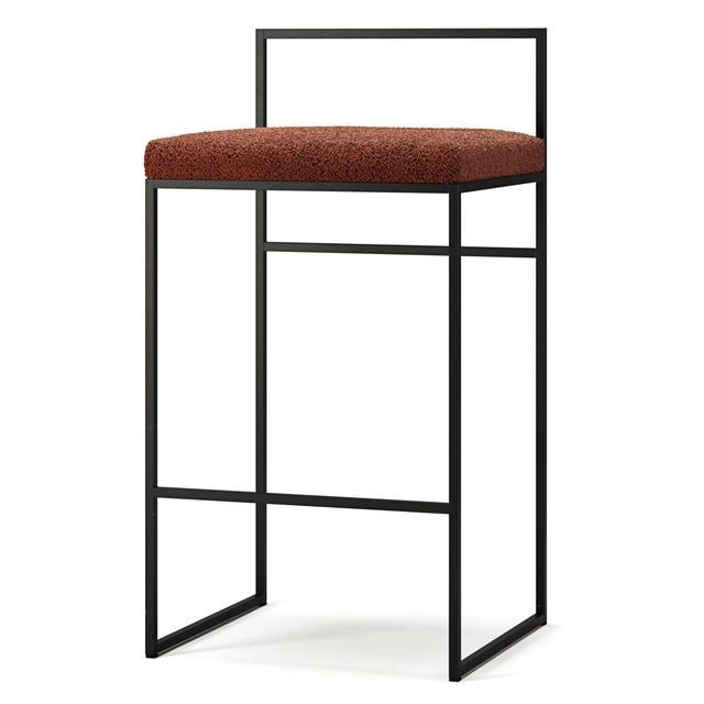 Department Barstol Med Rygstøtte 80 Cm Sort/rust Bouclé