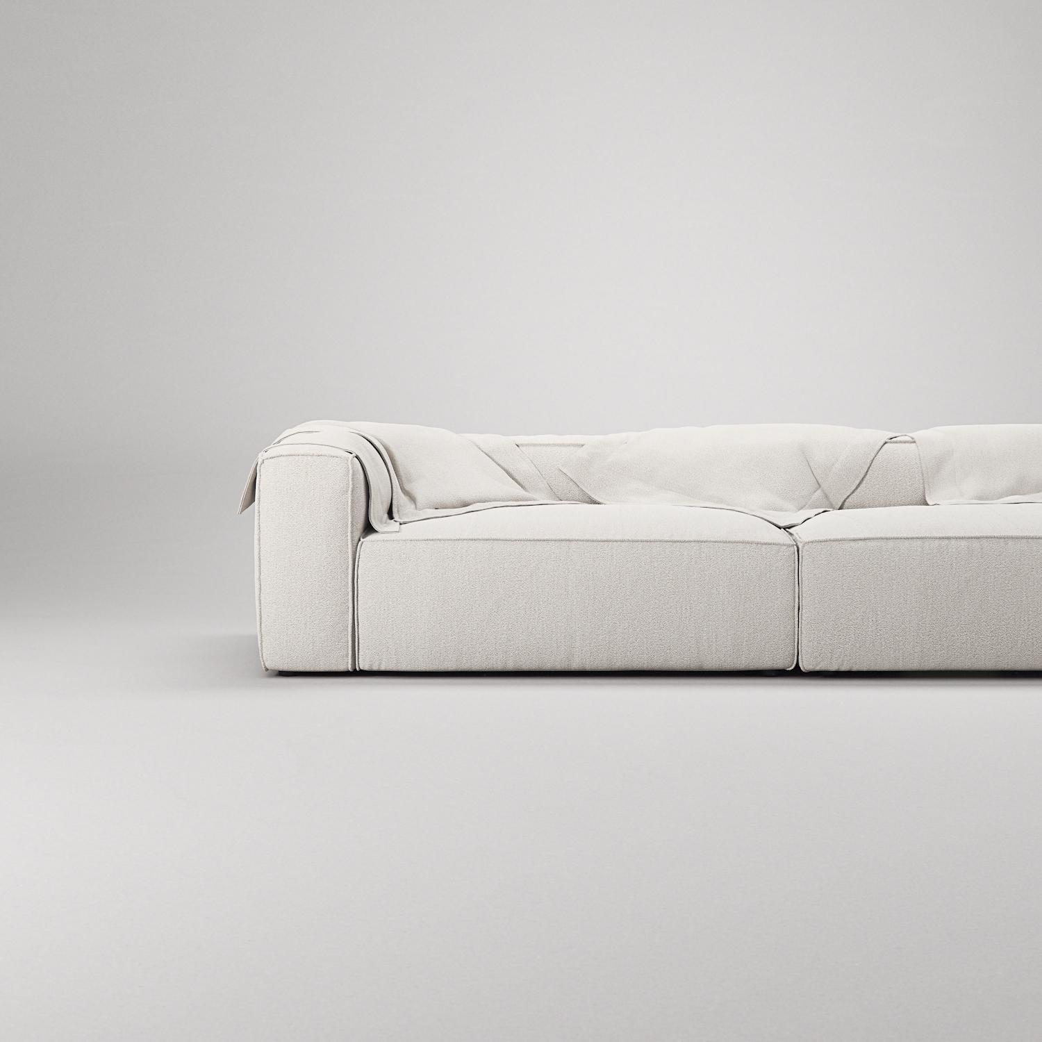 Decotique Grand 3-Personers Sofa Åben Ende Højre Steam/Hvid