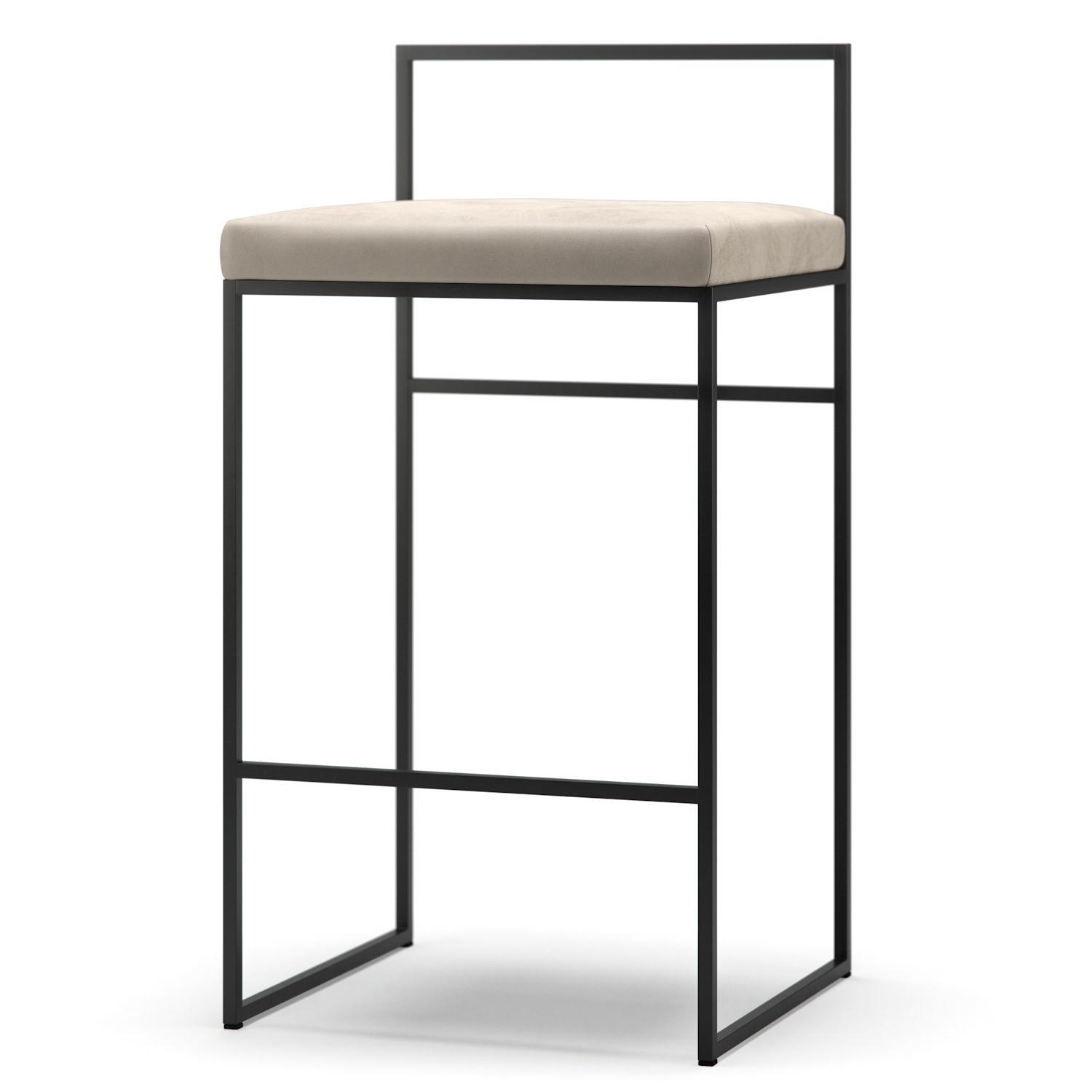 Department Barkruk met Rugleuning 80 cm Zwart/ Beige Fluweel