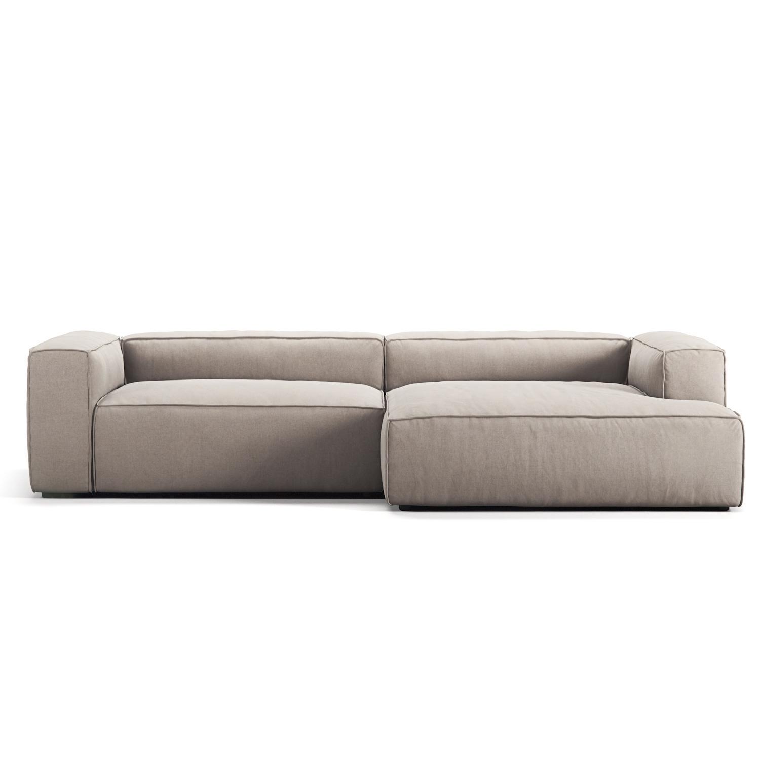 Decotique Grand 3-Personers Sofa Chaiselong Højre Sandshell/Beige