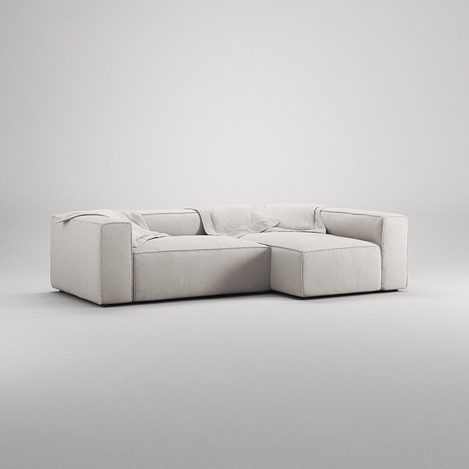 Decotique Grand 3-Personers Sofa Divan Højre Moonwhite