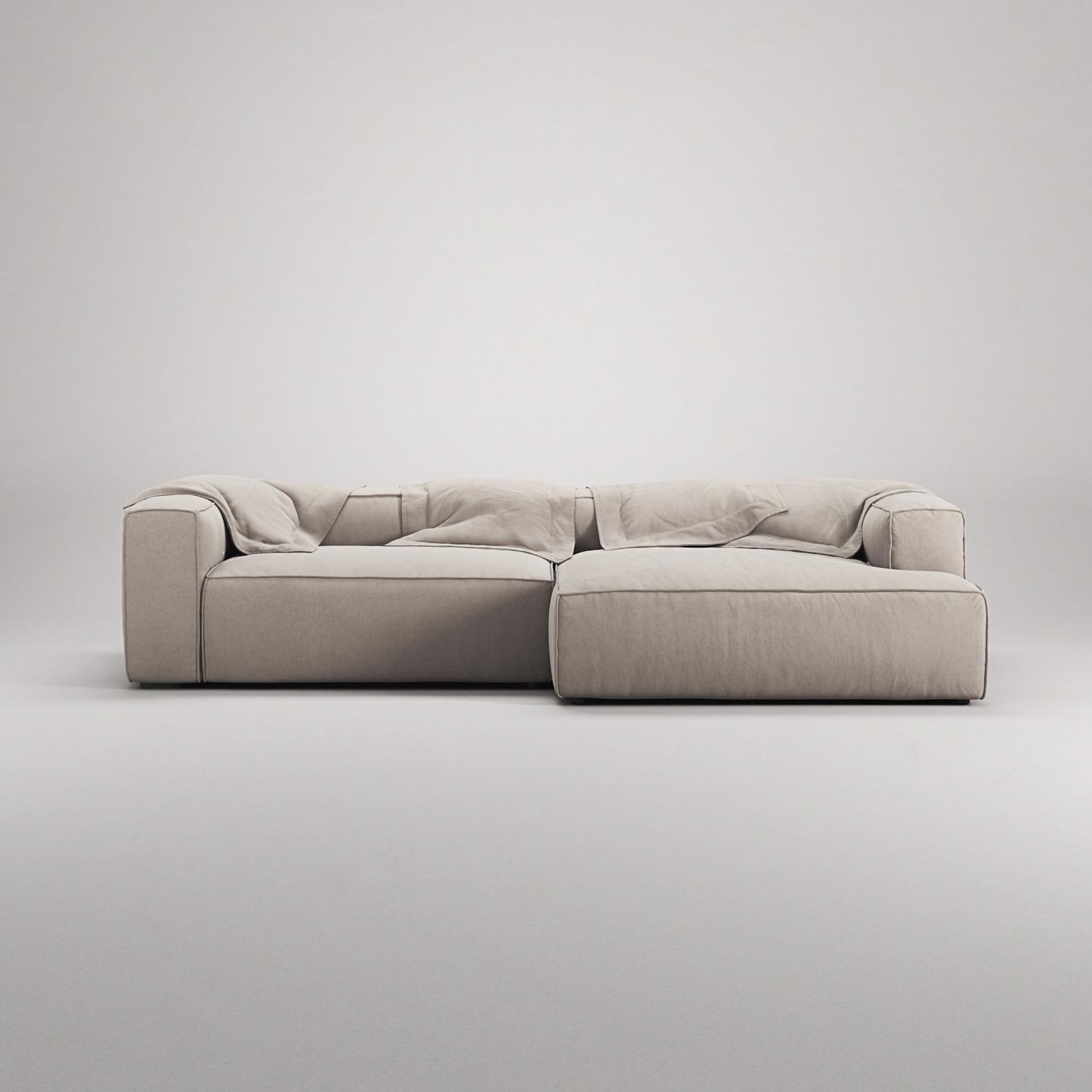 Decotique Grand 3-Personers Sofa Chaiselong Højre Sandshell/Beige