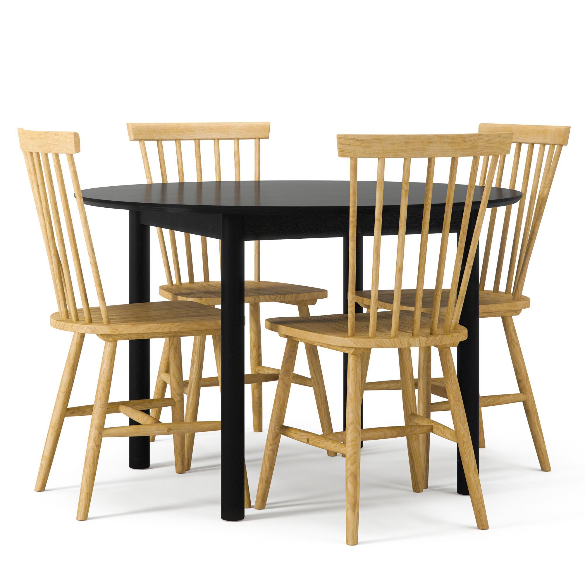 Department Eettafelset Wood Zwart/eiken