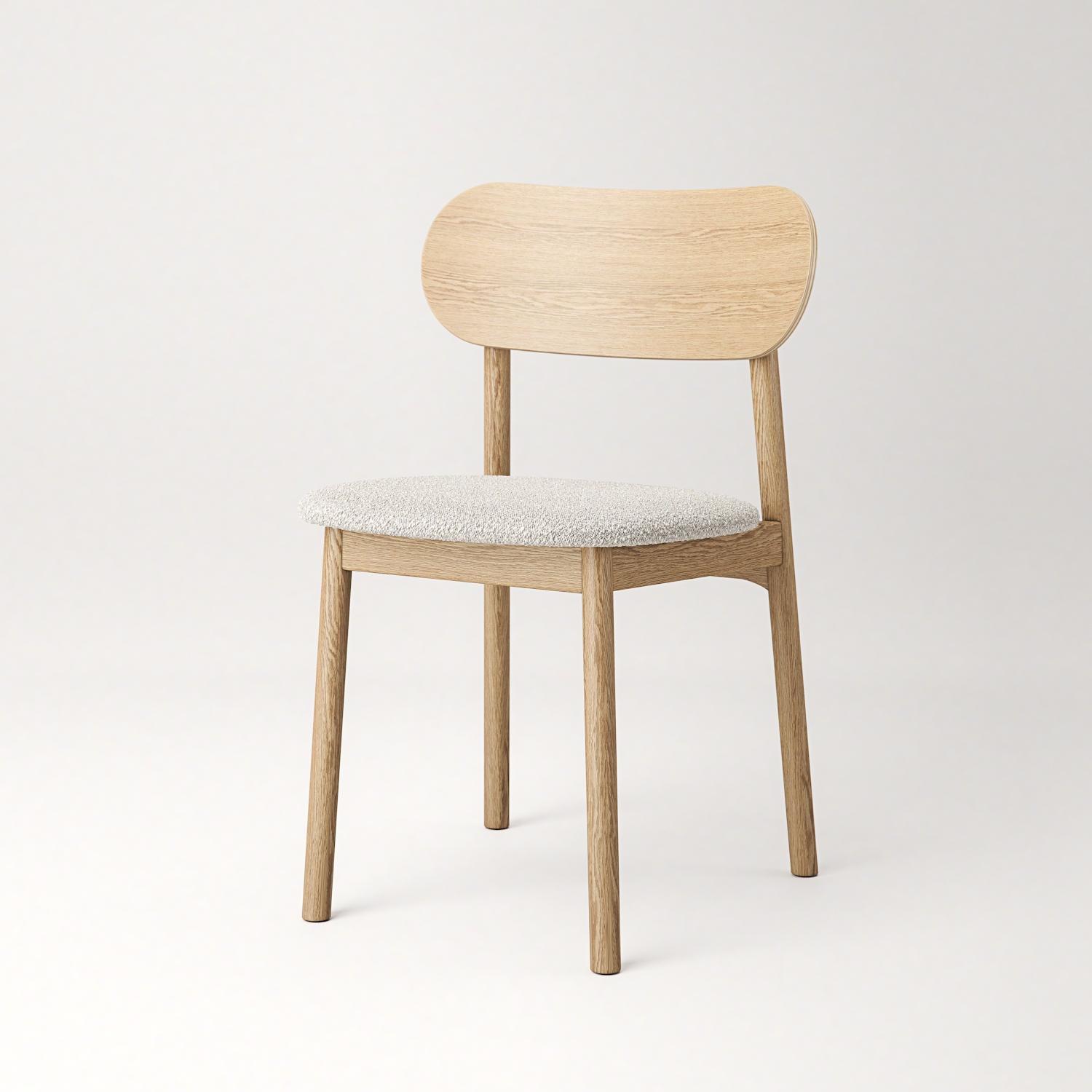 Decotique Elephant Spisebordsstol Naturligt Egetræ/Hvidt Bouclé