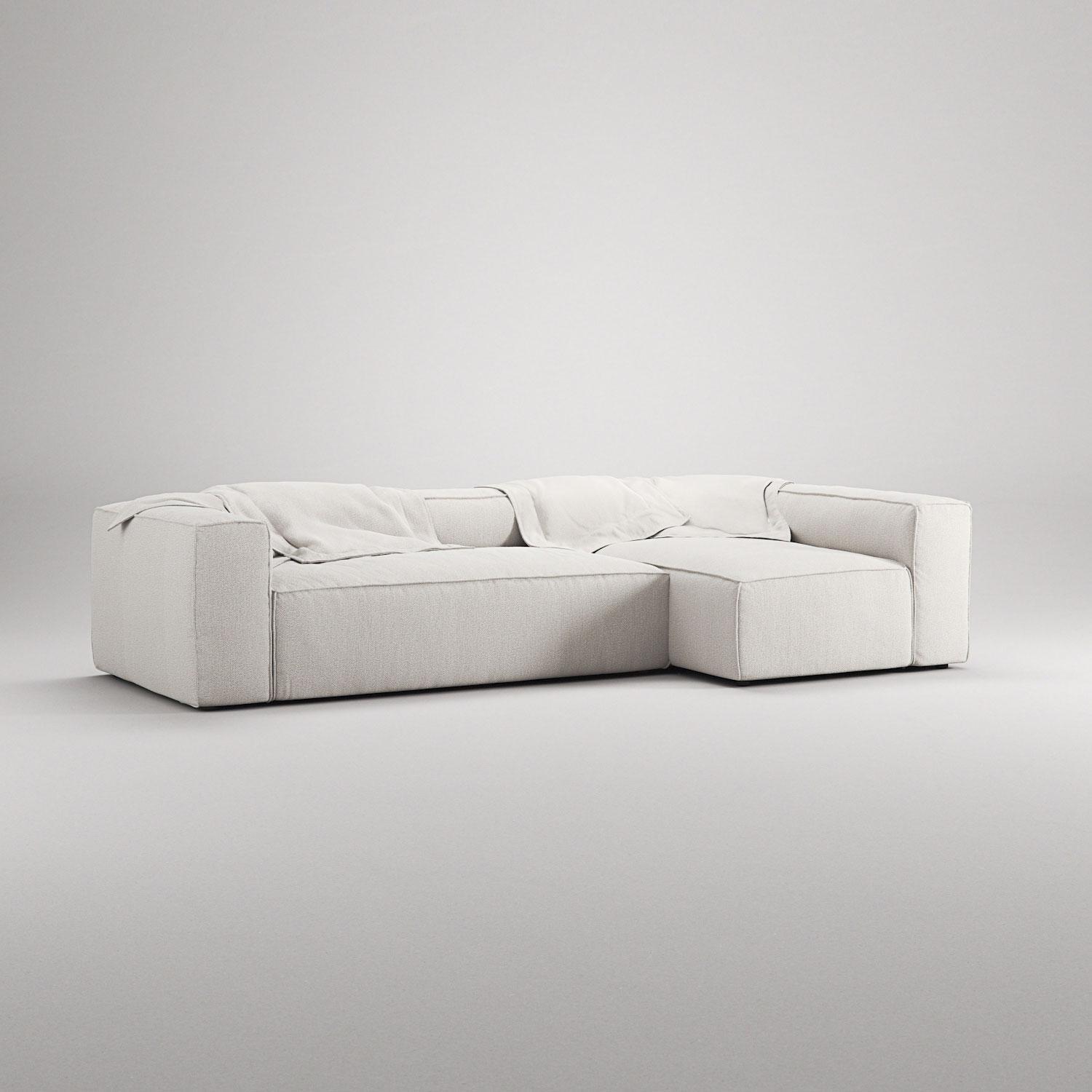 Decotique Grand 4-Personers Sofa Divan Højre Steam/Hvid
