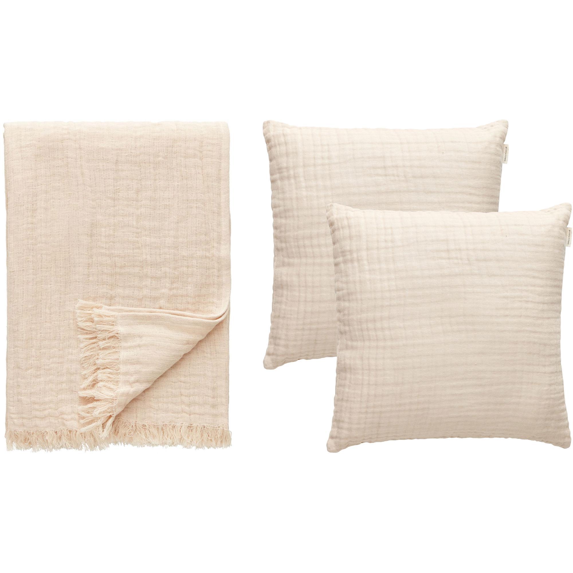 Decotique Crinkle Pude & Plaid Sæt Beige