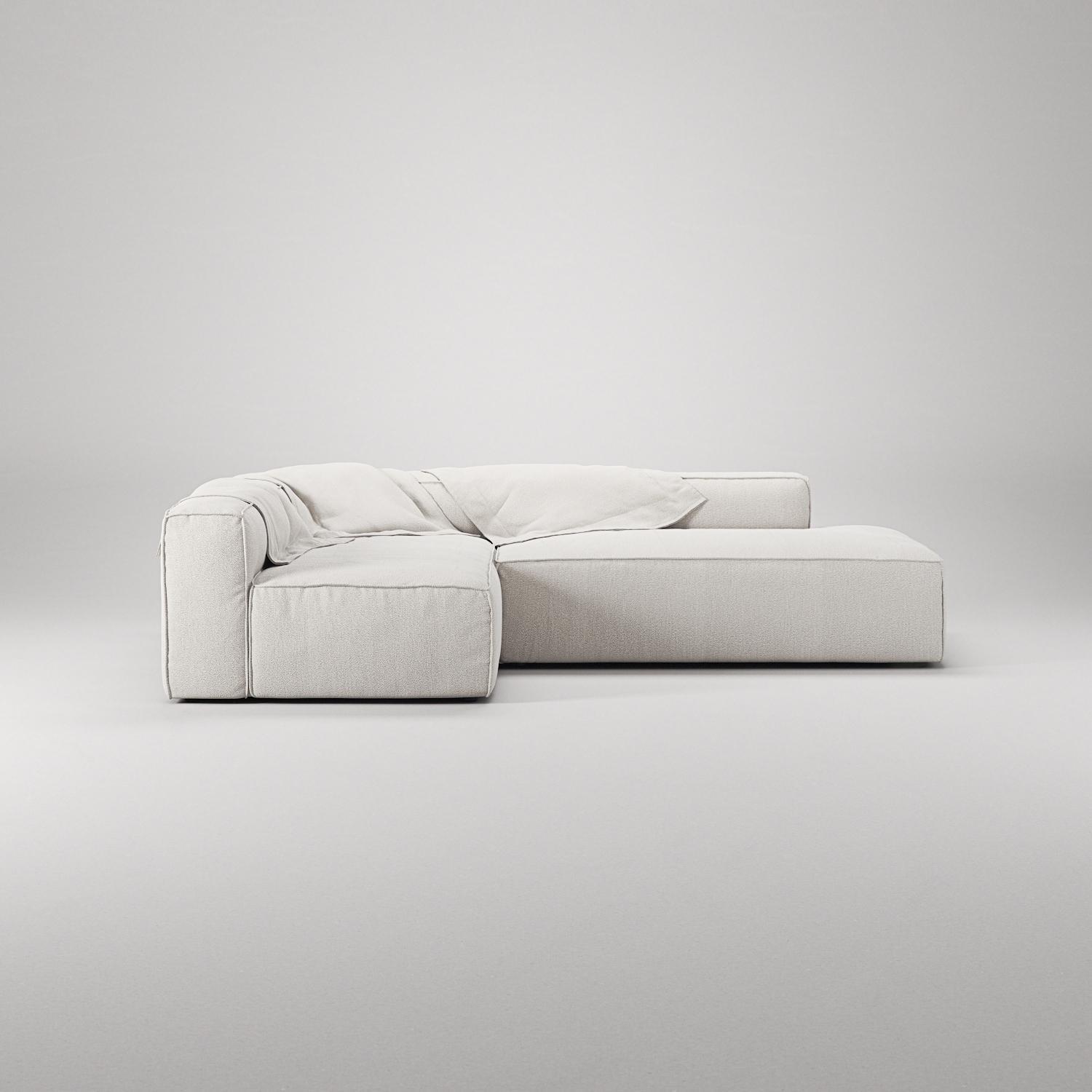 Decotique Grand 3-Personers Loungesofa Åben Ende Højre Steam/Hvid