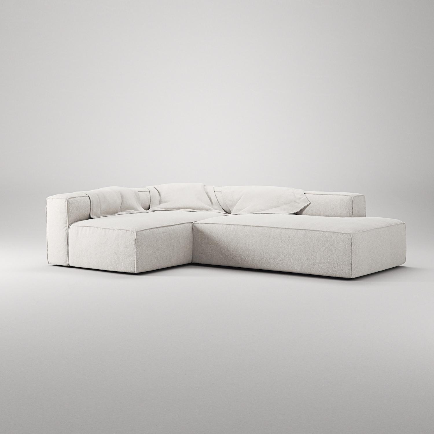 Decotique Grand 3-Personers Loungesofa Åben Ende Højre Steam/Hvid