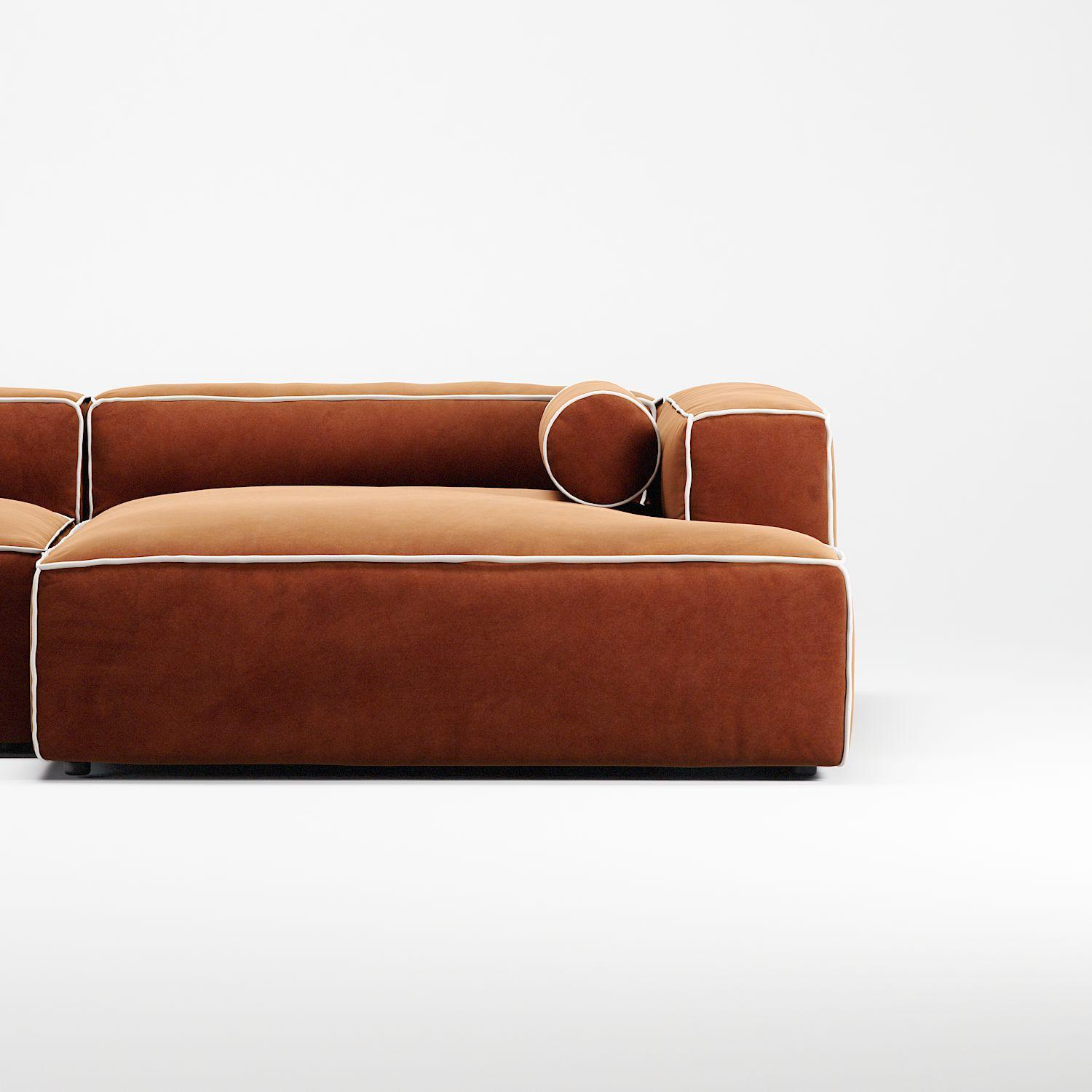 Decotique Grand Hue 3-Personers Sofa Chaiselong Højre Moonwhite/Kobber