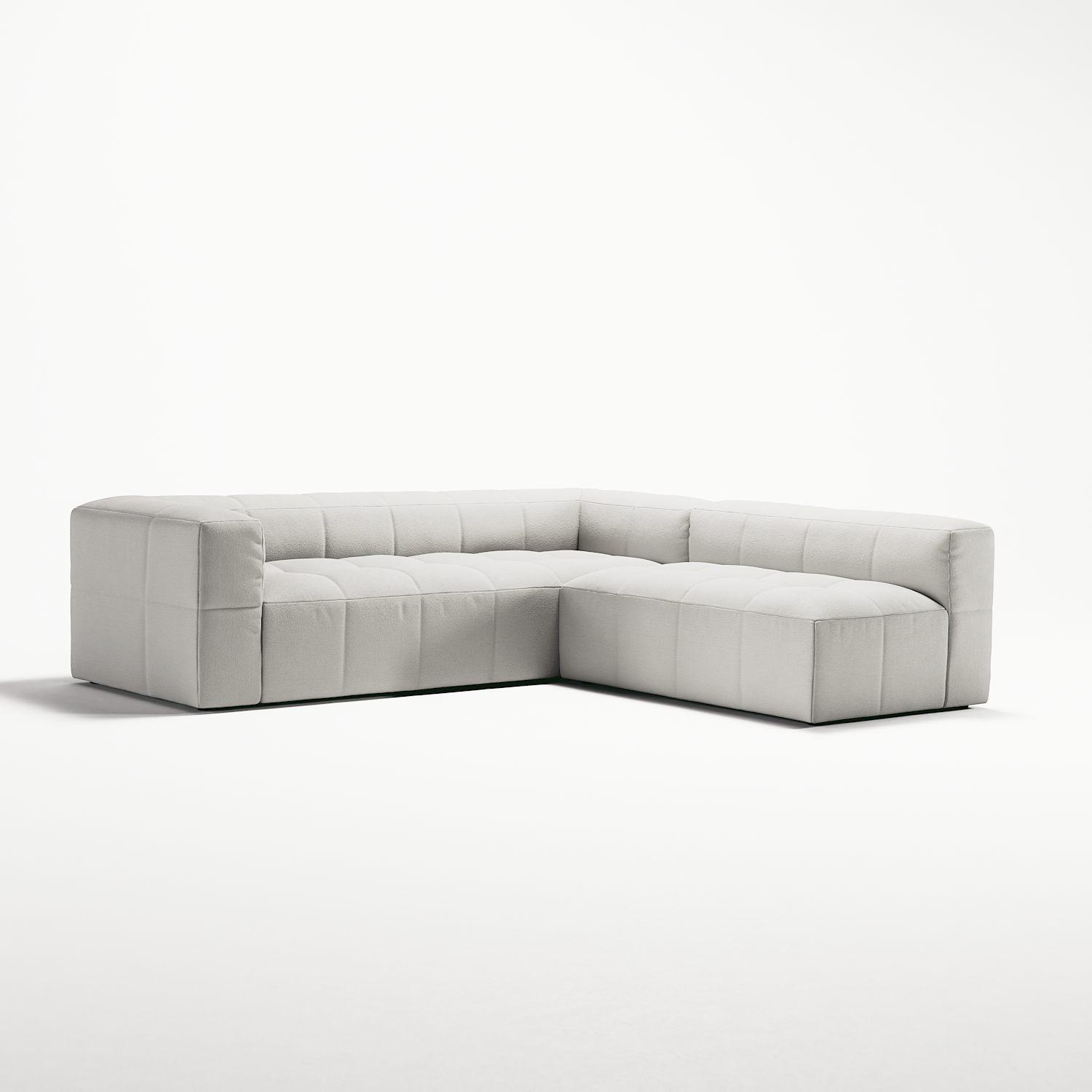 Decotique Mure 3-Personers Sofa Med Åben Ende Højre Steam/Hvid