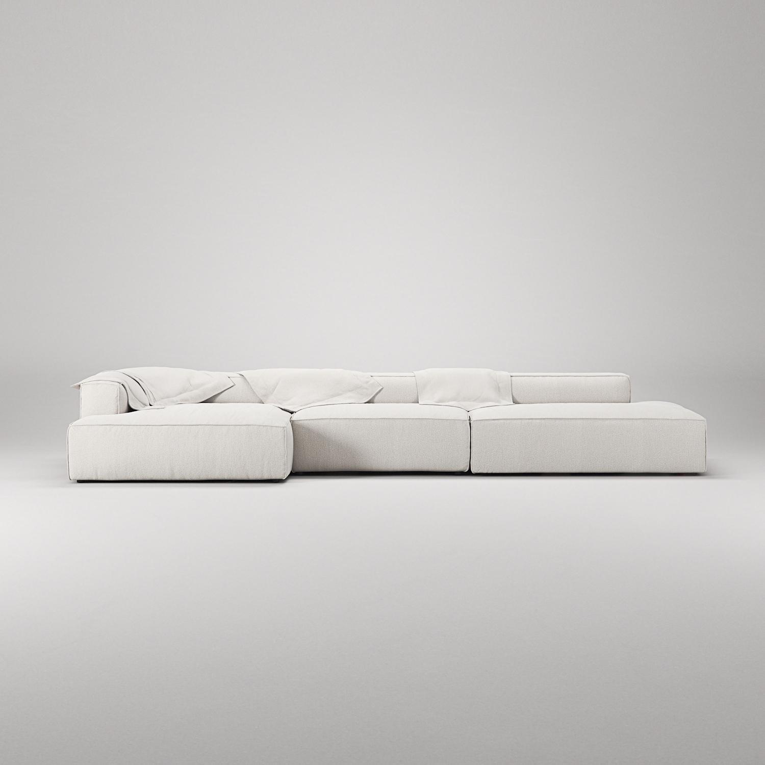 Decotique Grand 5-Personers Sofa Åben Ende Højre Steam/Hvid