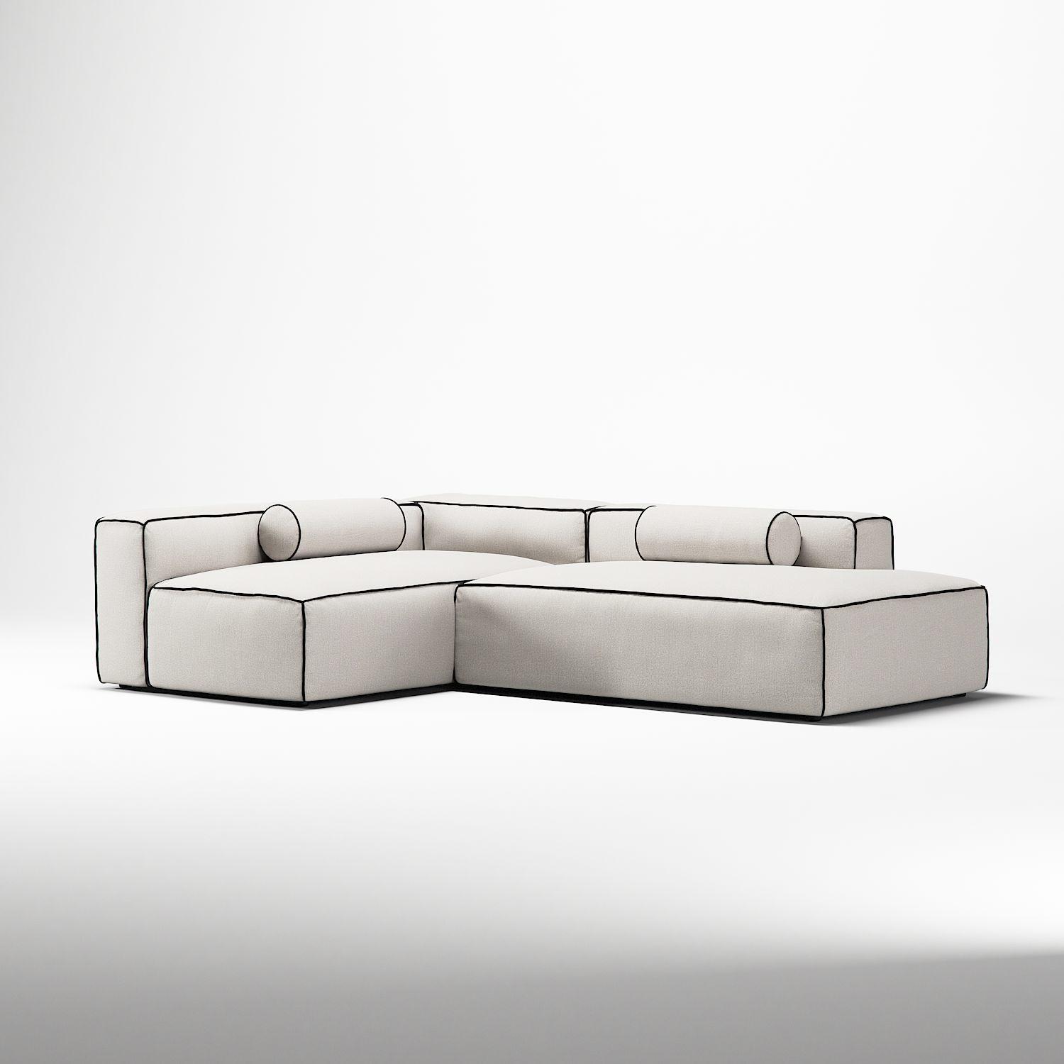 Decotique Grand Hue 3-Personers Loungesofa Åben Ende Højre Steam/Hvid/Grafitgrå
