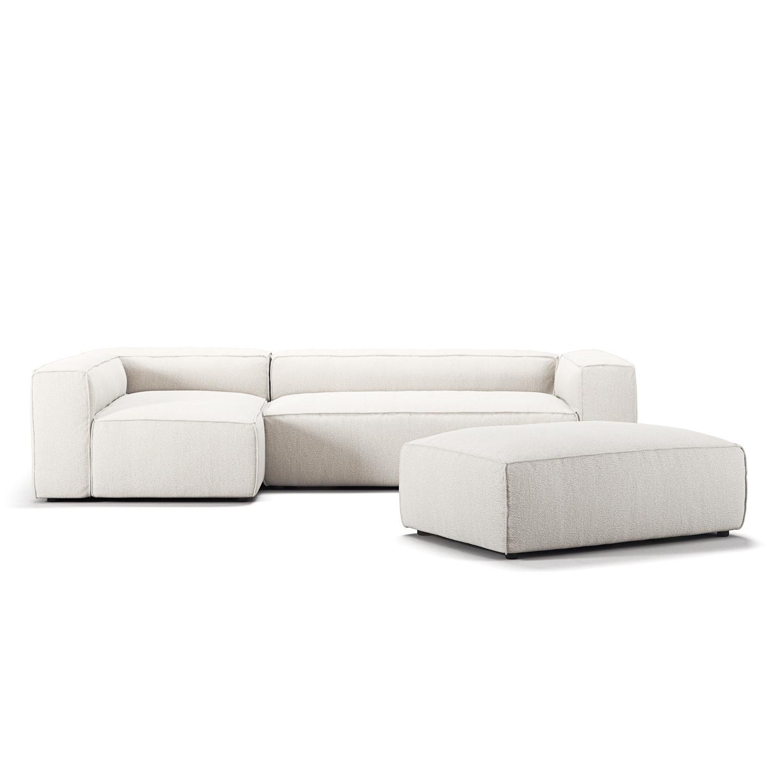 Sofa Decotique Grand 4-osobowa Divan Otwarta z Podnóżkiem Po Lewej Stronie Steam/ Biały