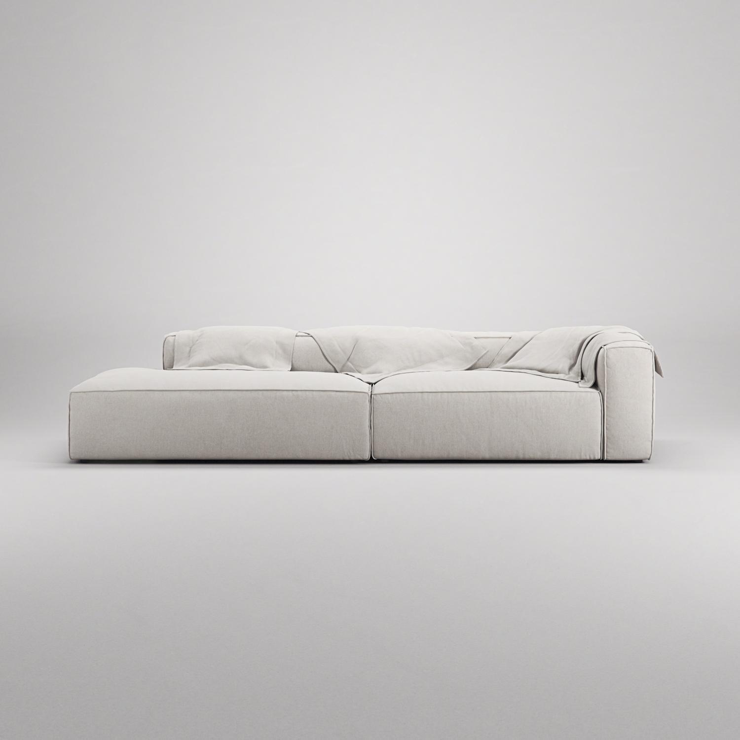 Decotique Grand 3-Personers Sofa Åben Ende Venstre Moonwhite