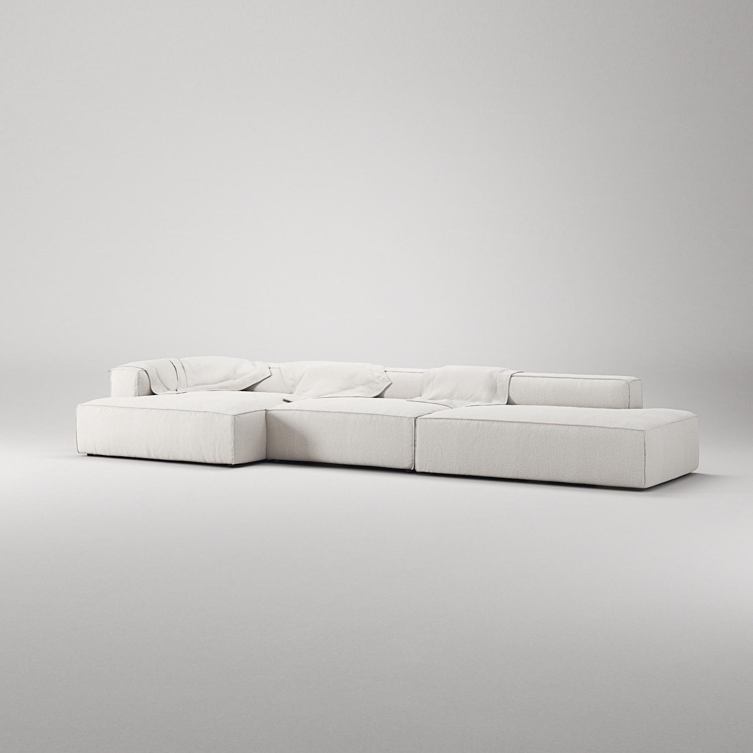 Decotique Grand 5-Personers Sofa Åben Ende Højre Steam/Hvid