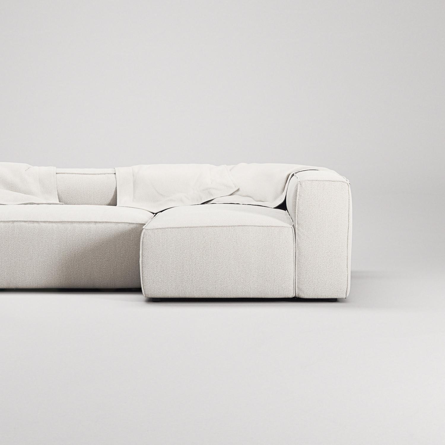 Decotique Grand 4-Personers Sofa Divan Åben Ende Med Fodskammel Højre Steam/Hvid
