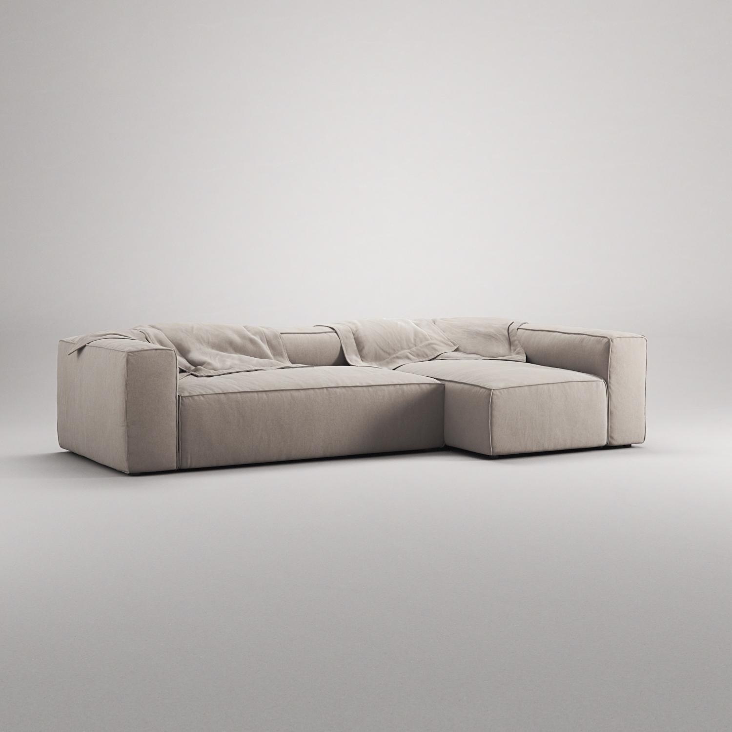 Decotique Grand 4-Personers Sofa Divan Højre Sandshell/Beige