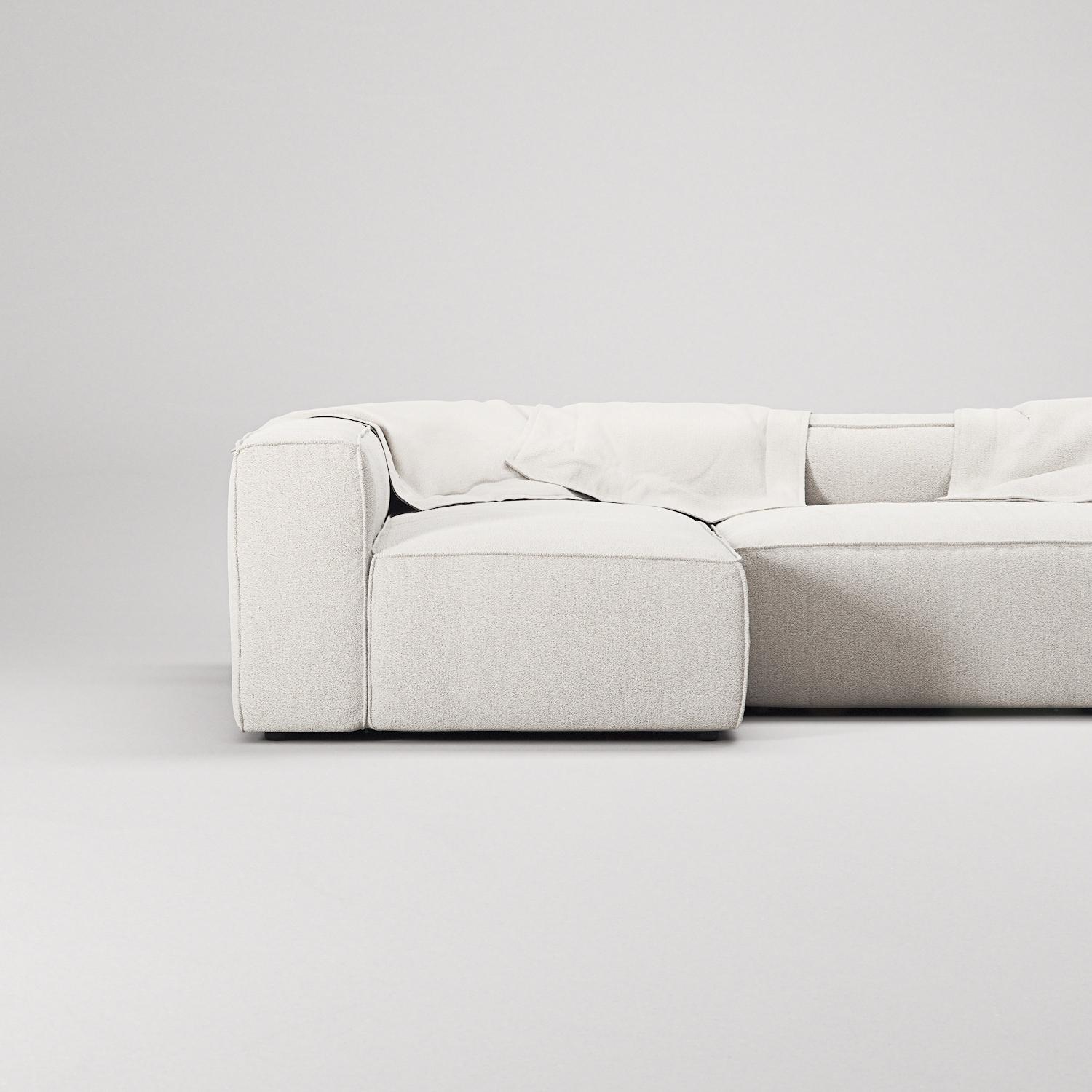 Decotique Grand 4-Personers Sofa Divan Åben Ende Med Fodskammel Venstre Steam/Hvid