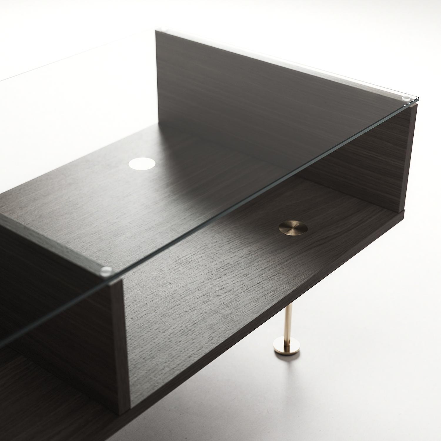 Decotique Vogue Sofabord 45x165 Mørk Eg/Messing