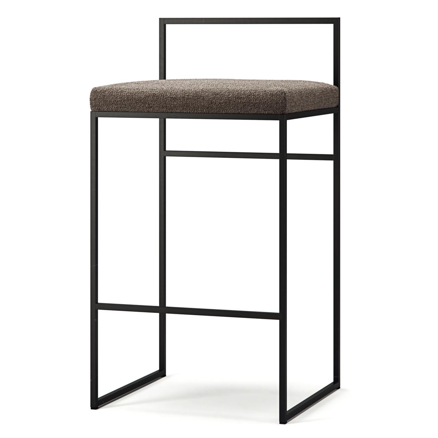 Department Barkruk met Rugleuning 80 cm Zwart/kustschalie