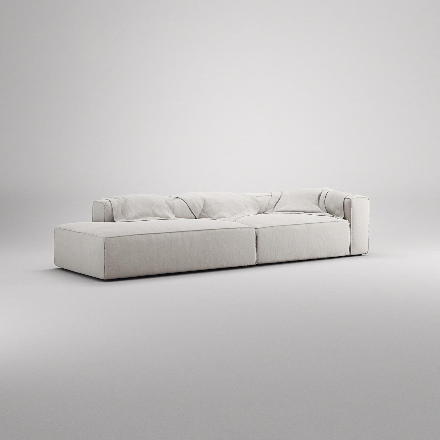 Decotique Grand 3-Personers Sofa Åben Ende Venstre Moonwhite