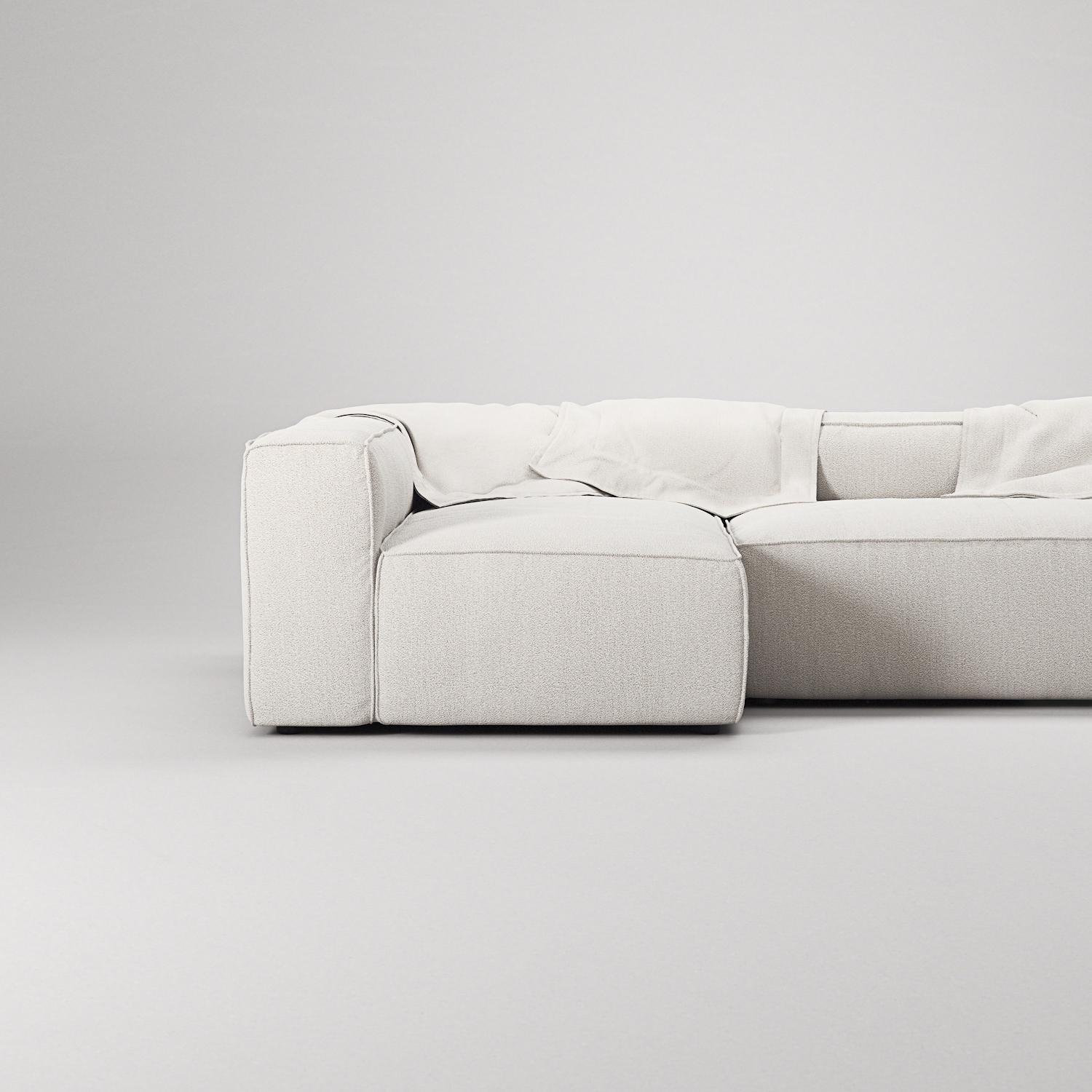 Decotique Grand 4-Personers Sofa Divan Venstre Steam/Hvid