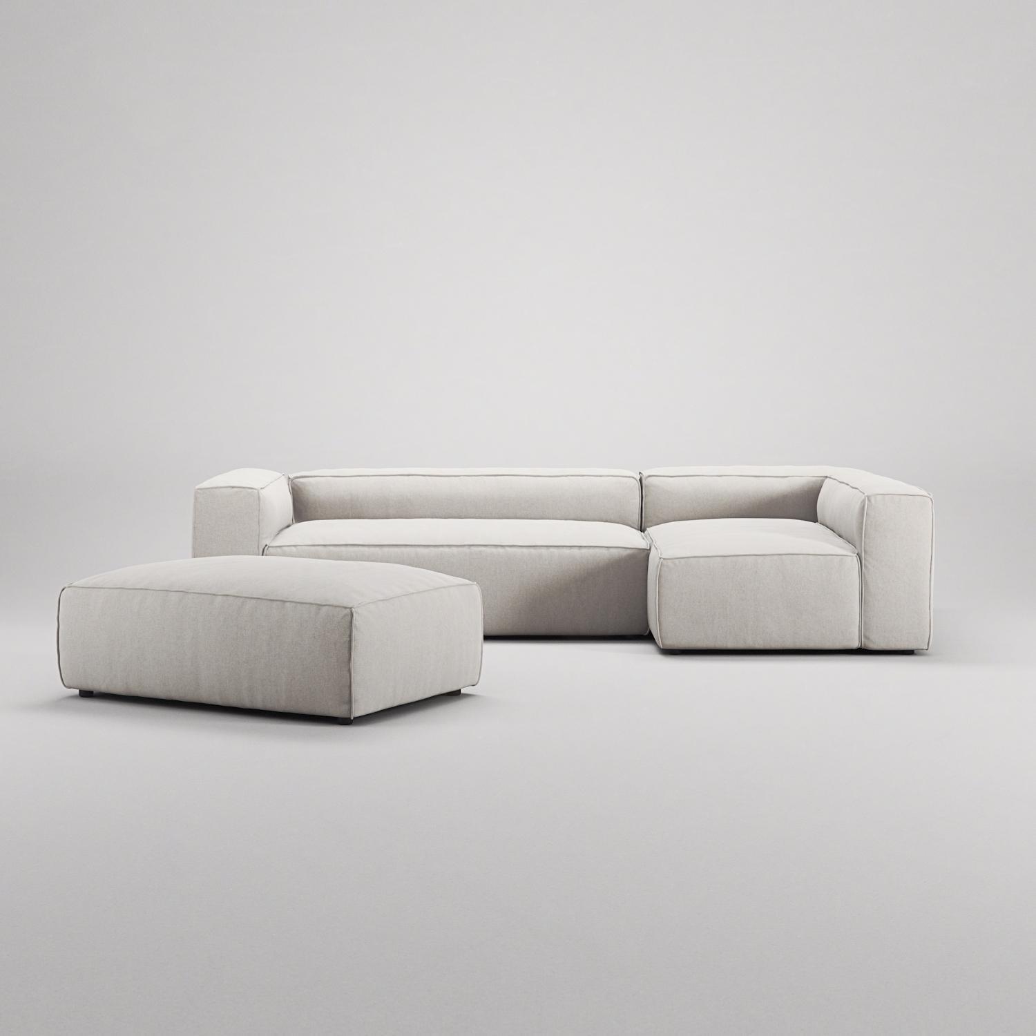 Decotique Grand 4-Personers Sofa Divan Åben Ende Med Fodskammel Højre Moonwhite