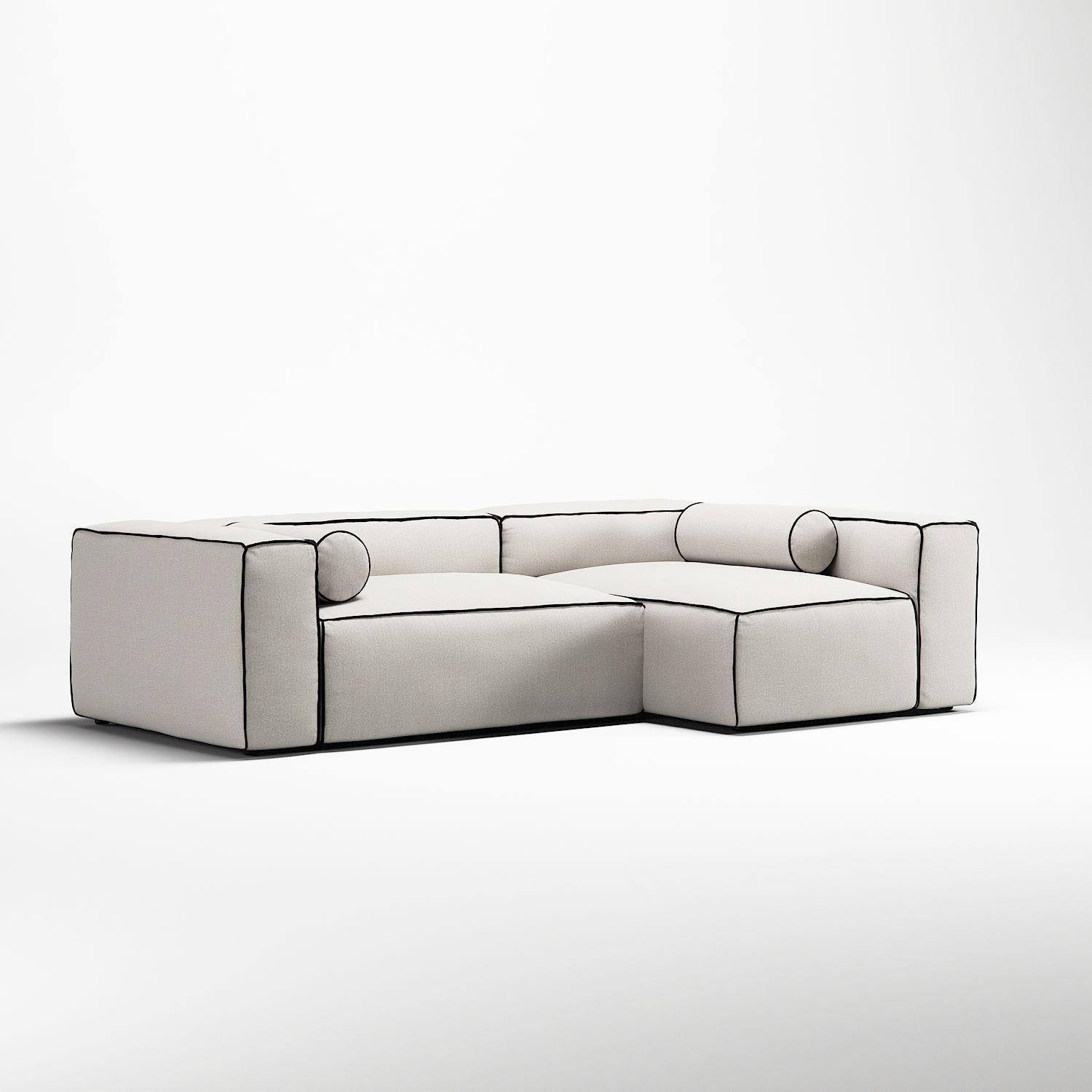Decotique Grand Hue 3-Personers Sofa Divan Højre Steam/Hvid/Grafitgrå