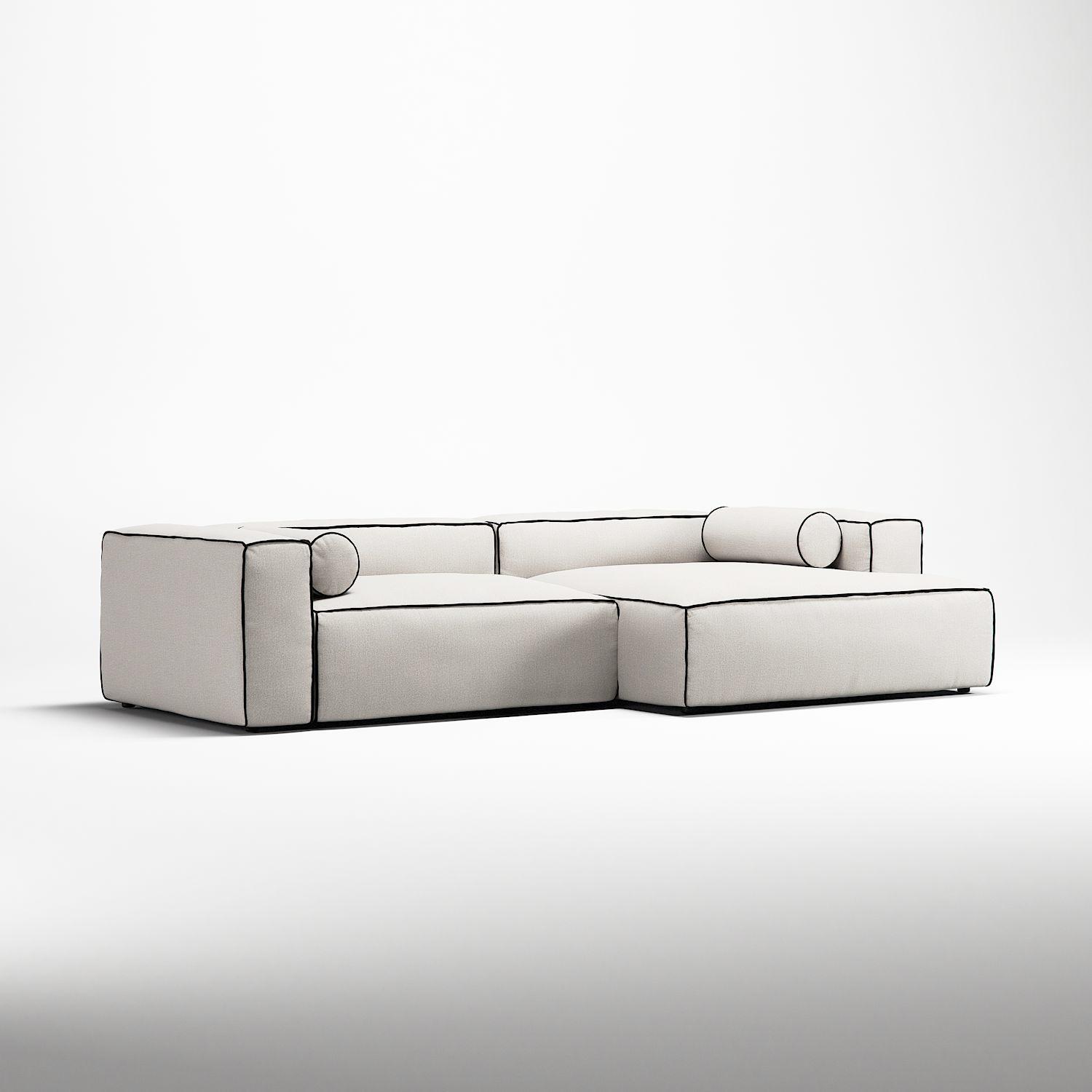 Decotique Grand Hue 3-Personers Sofa Chaiselong Højre Steam/Hvid/Grafitgrå